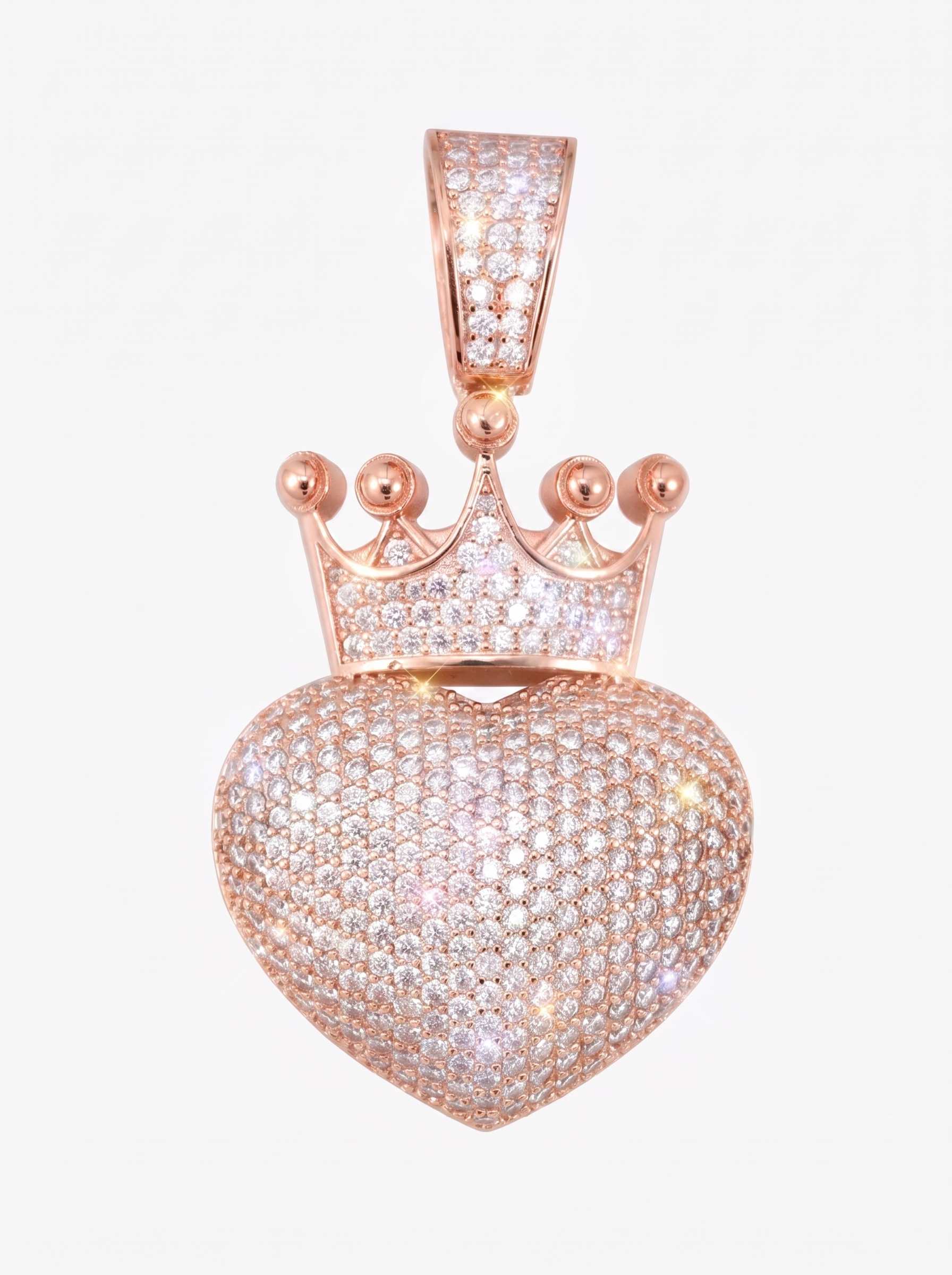 Moissanite Crowned Heart Pendant 14K Gold (view 7 of 9)