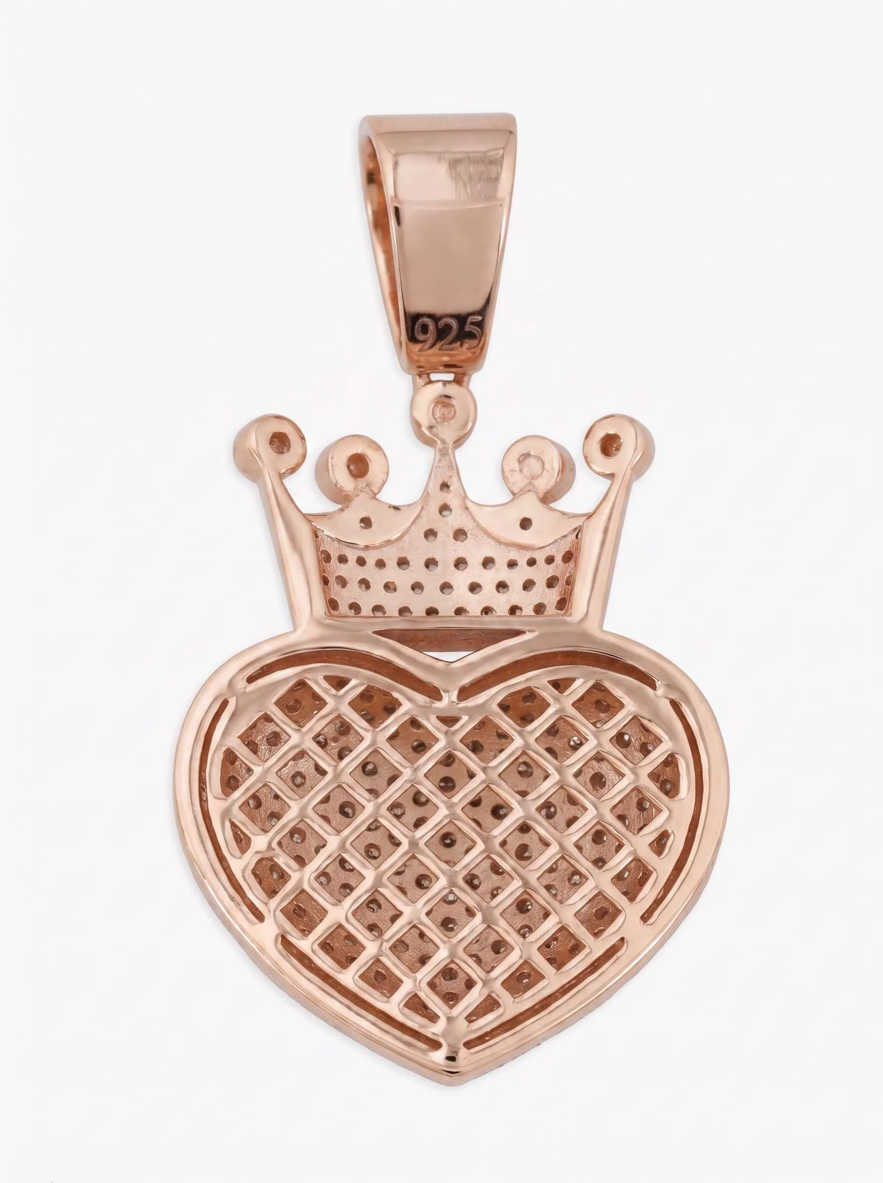 Moissanite Crowned Heart Pendant 14K Gold (view 8 of 9)