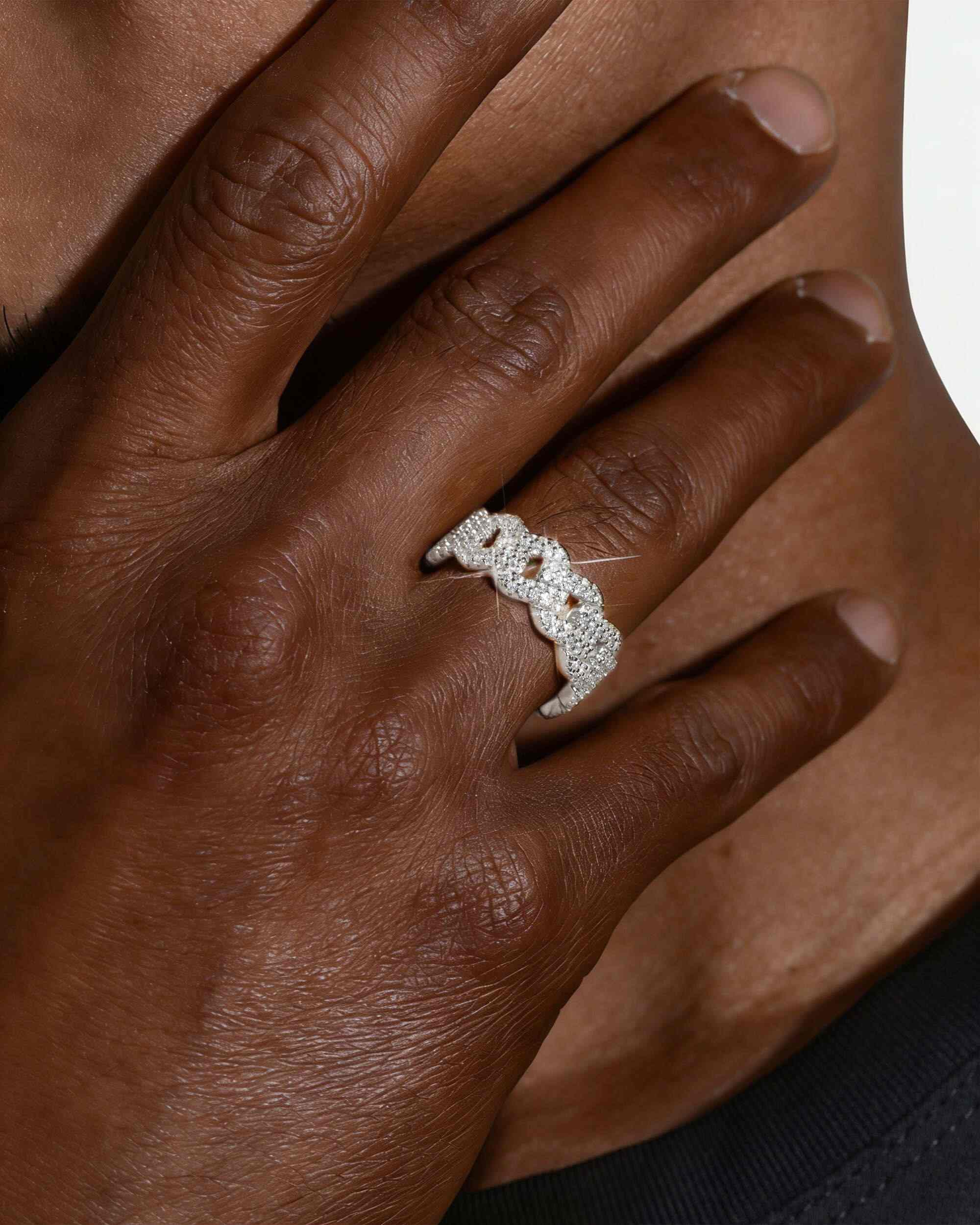 Moissanite 2-Row Miami Cuban Link Ring 14K Gold (view 2 of 6)