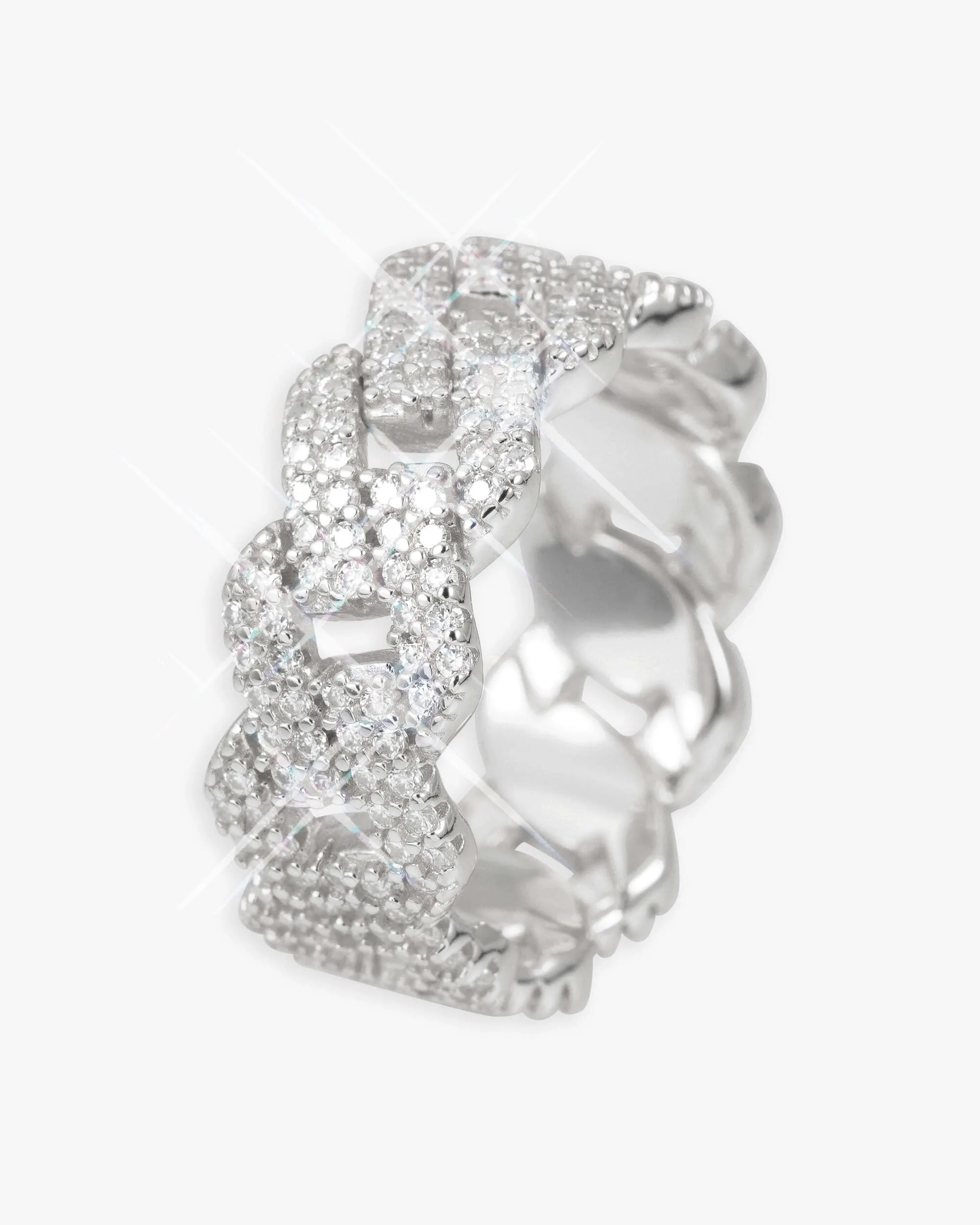 Moissanite 2-Row Miami Cuban Link Ring 14K Gold (view 5 of 6)