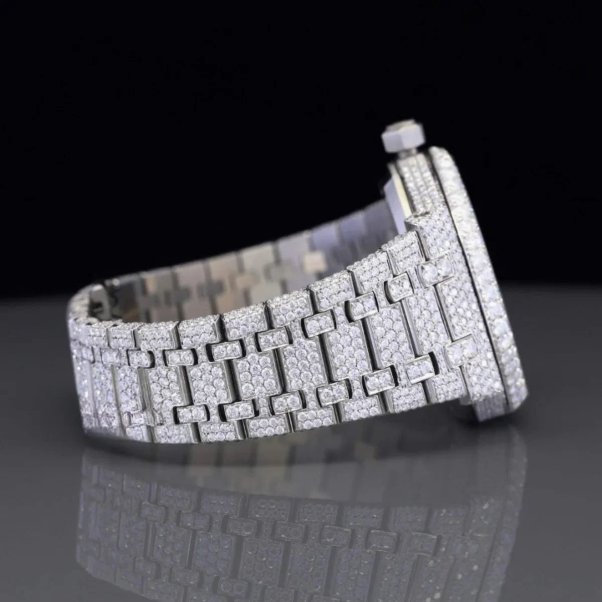 Moissanite Diamond Arabian Number Iced Out Bust Down Automatic Watch (view 2 of 6)