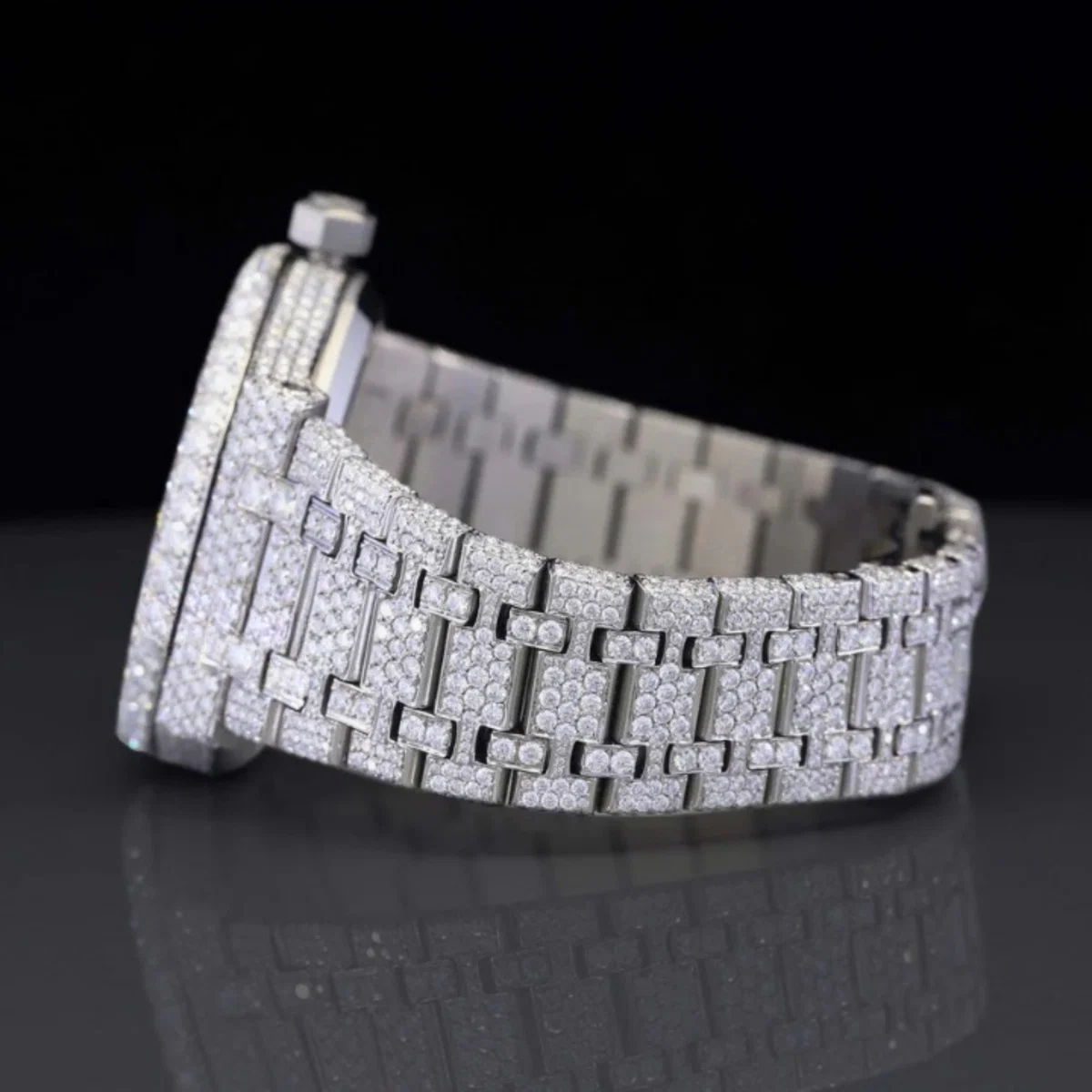 Moissanite Diamond Arabian Number Iced Out Bust Down Automatic Watch (view 3 of 6)