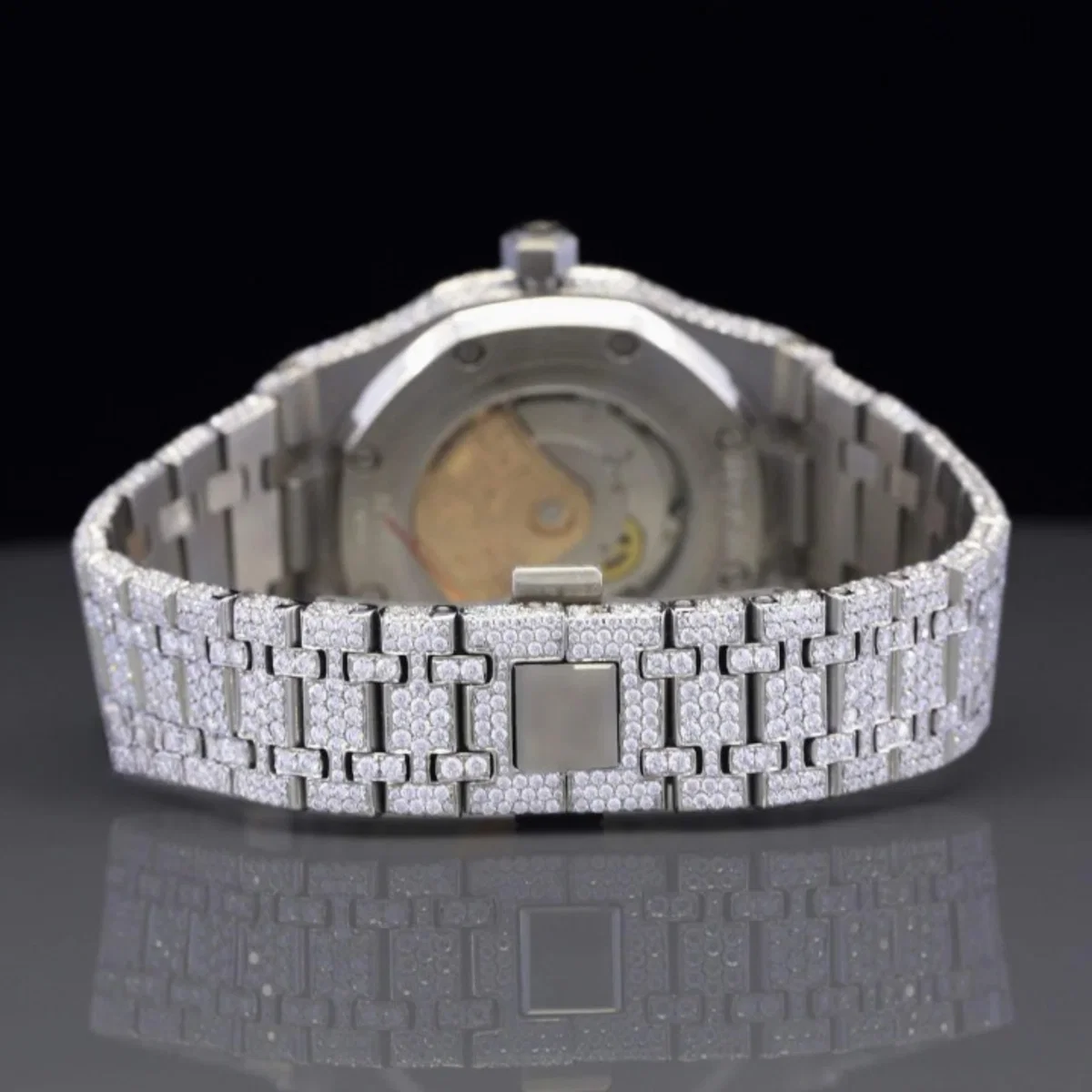 Moissanite Diamond Arabian Number Iced Out Bust Down Automatic Watch (view 6 of 6)