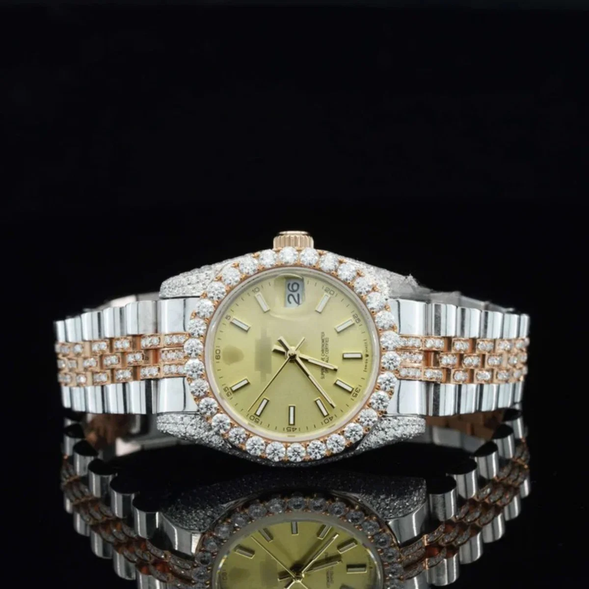 Moissanite Diamond Iced Out Fully Automatic Business Watch For Women