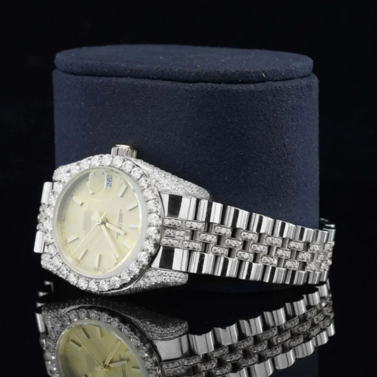 Moissanite Diamond Iced Out Fully Automatic Business Watch For Women (view 5 of 6)