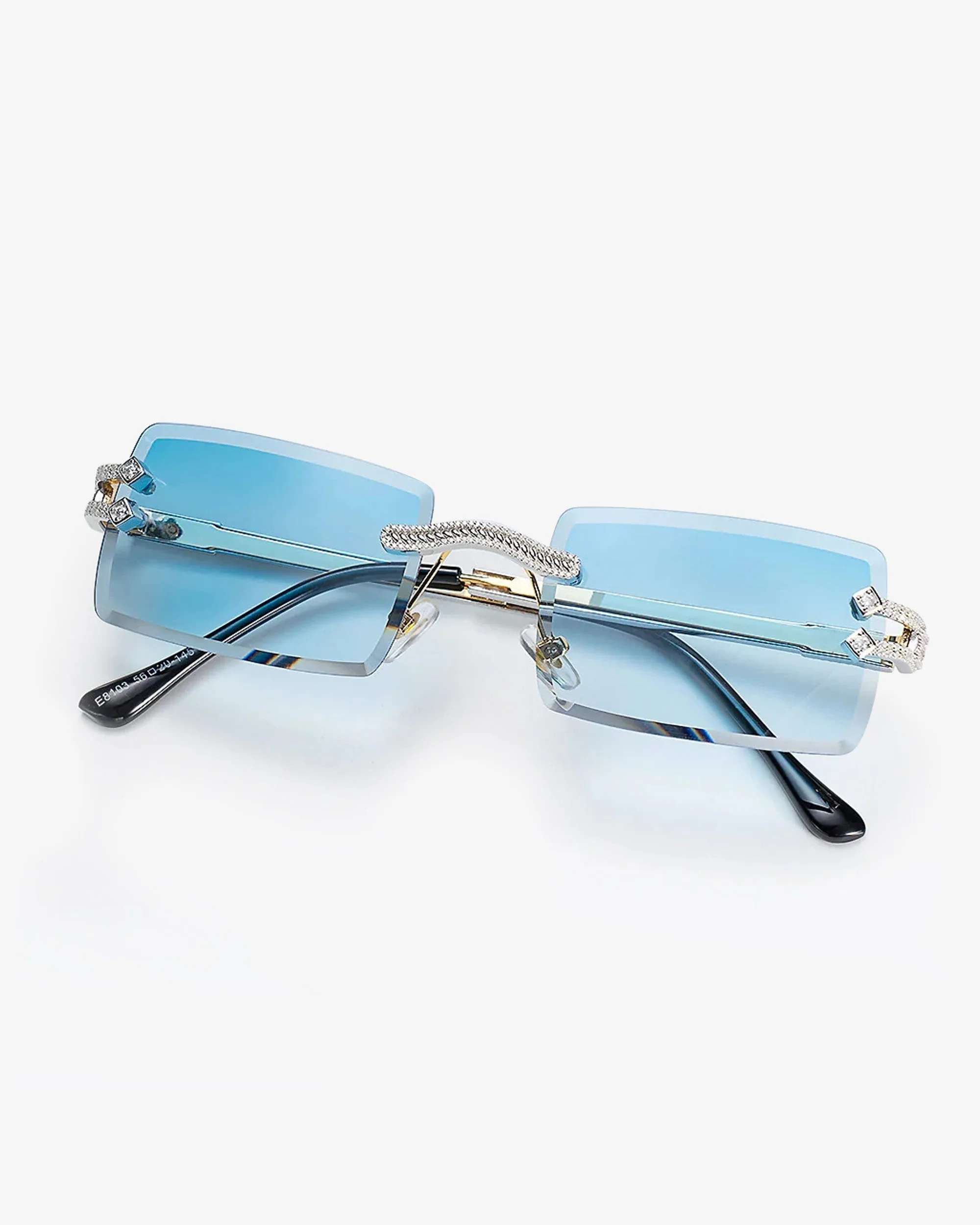 Moissanite Diamond Rectangle Sunglasses 14K Gold (view 2 of 12)