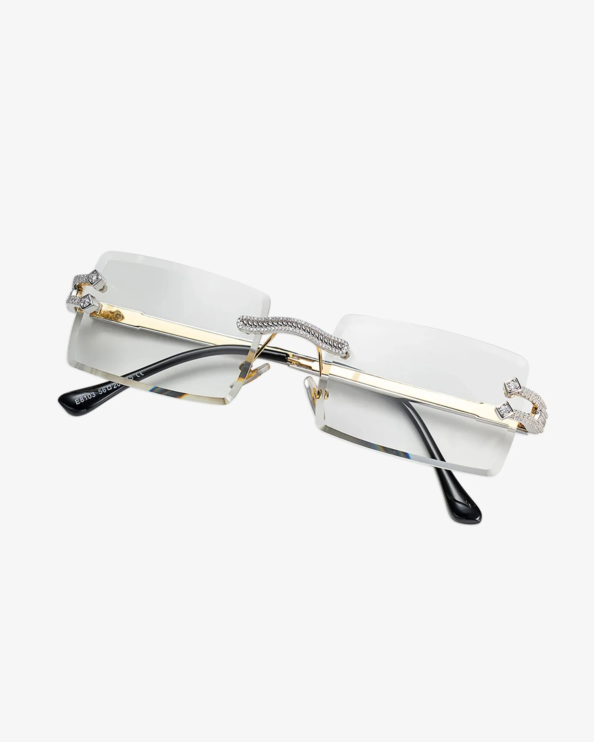 Moissanite Diamond Rectangle Sunglasses 14K Gold (view 4 of 12)