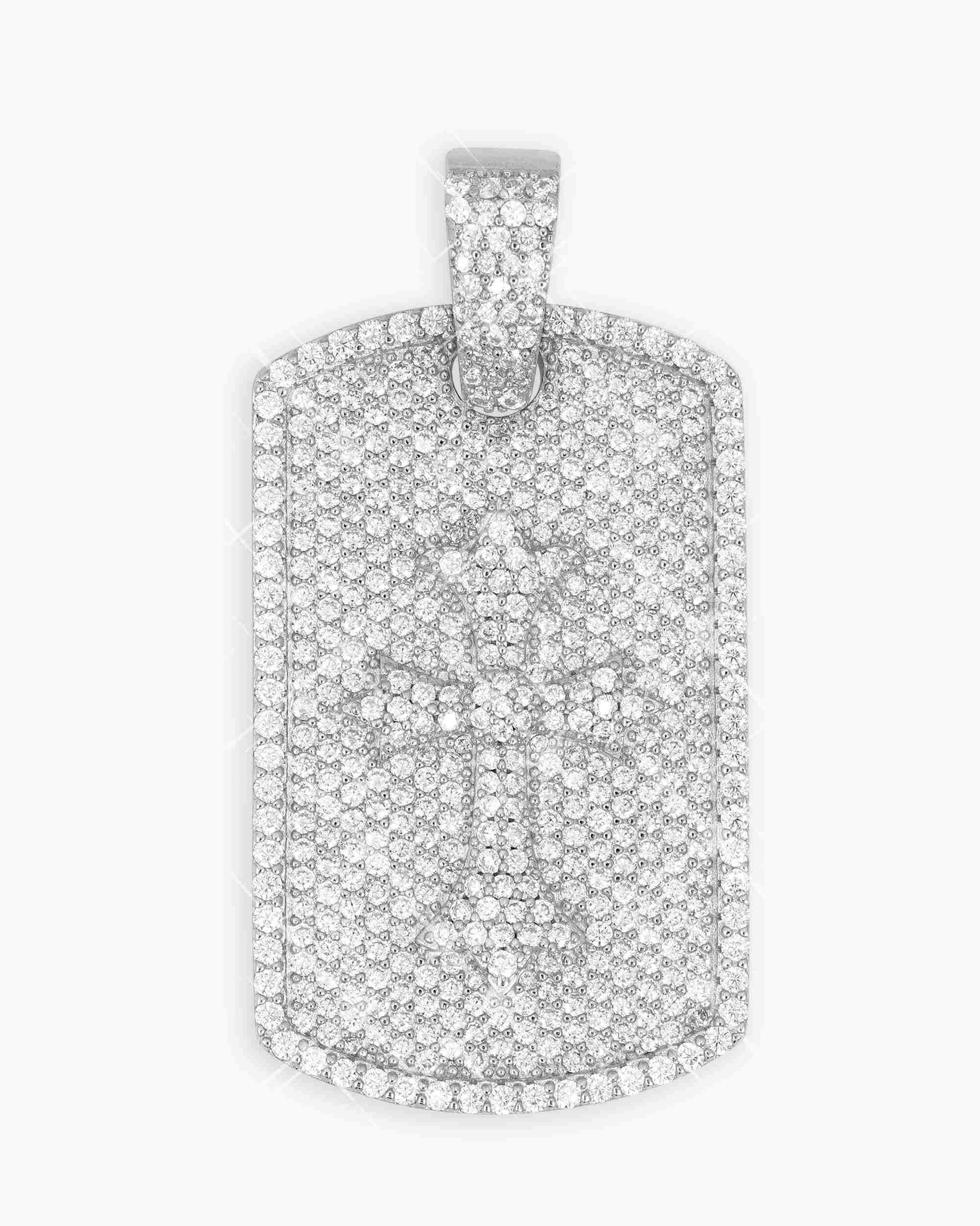 Moissanite Dog Tag Cross Pendant 14K Gold