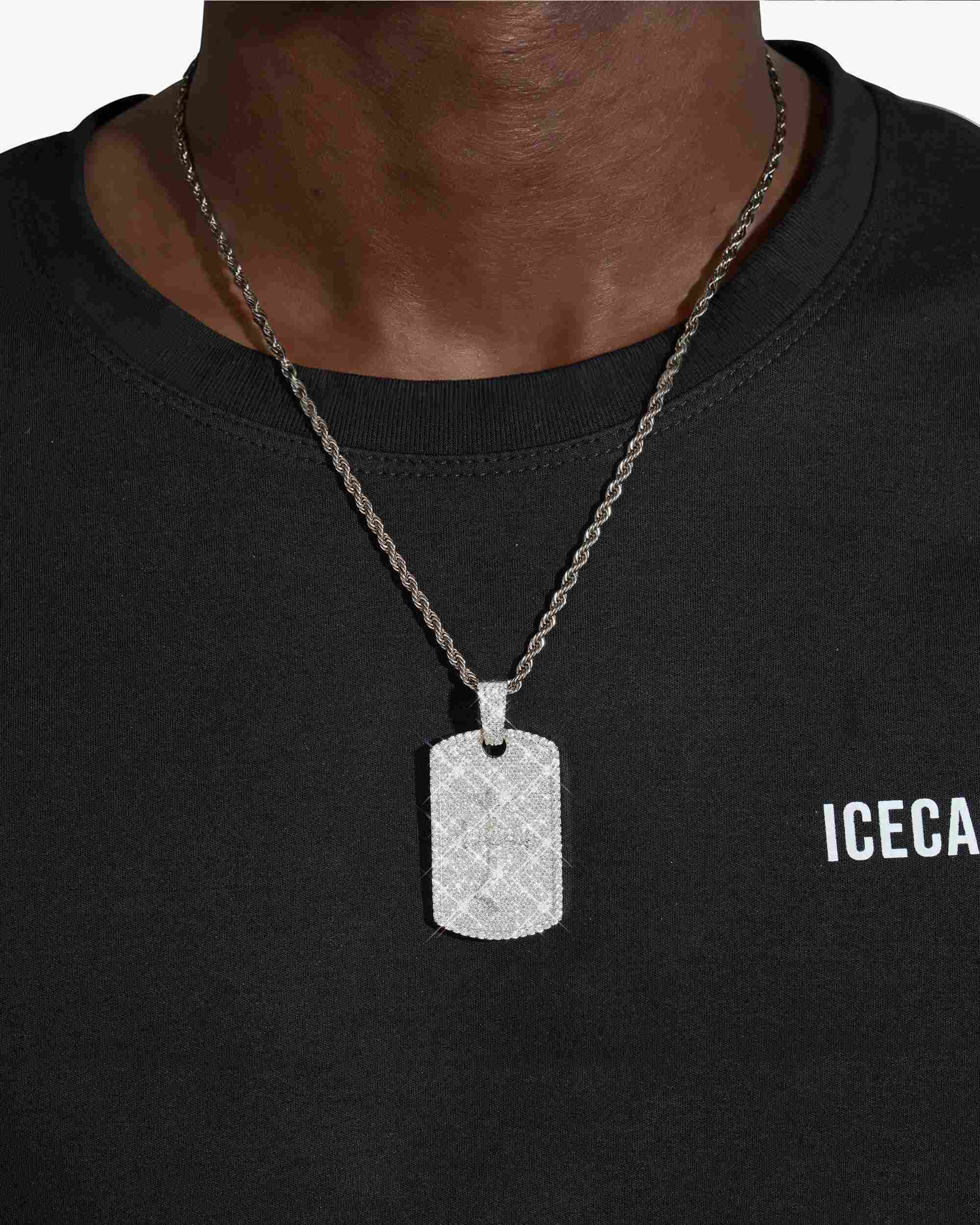 Moissanite Dog Tag Cross Pendant 14K Gold (view 2 of 11)