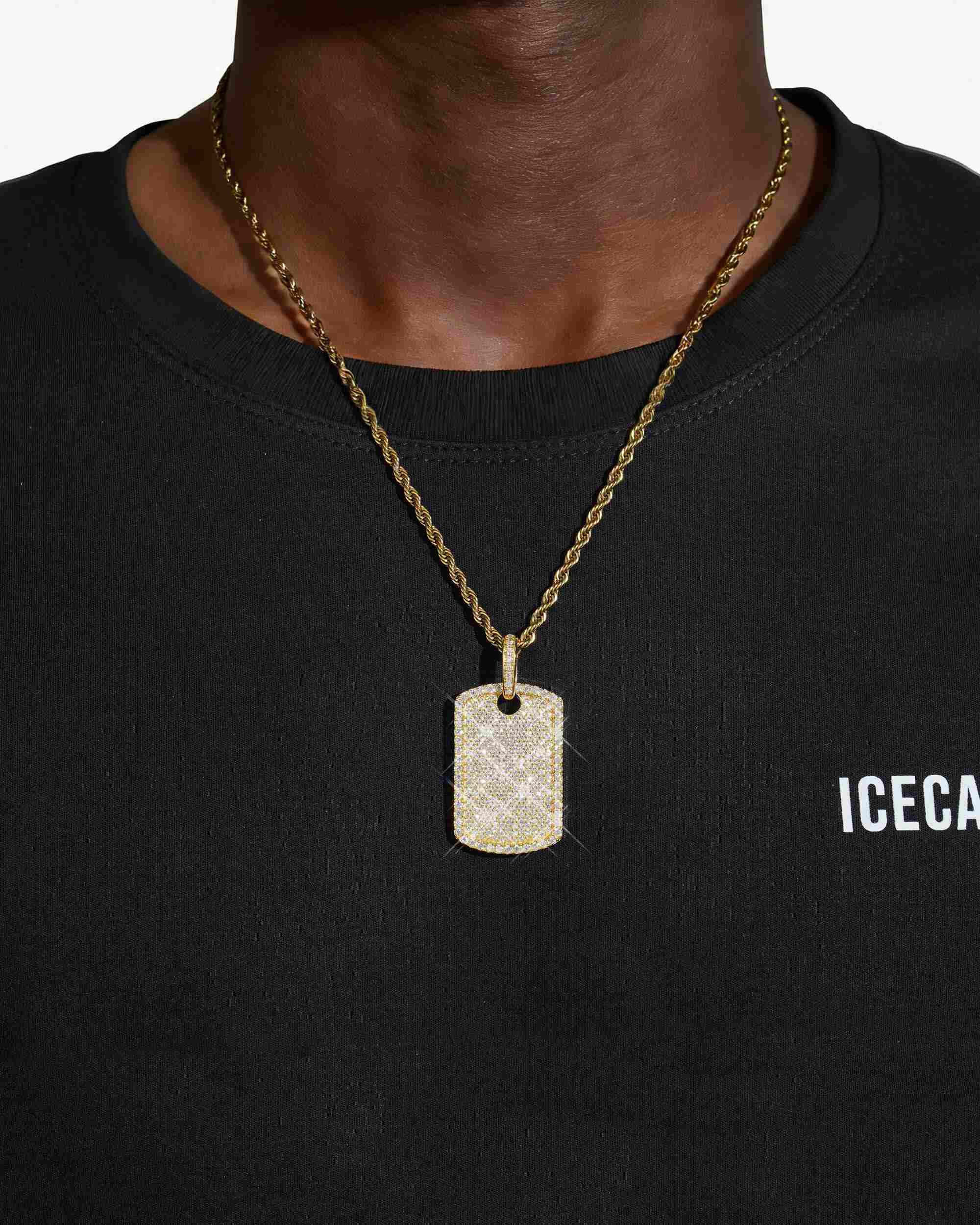 Moissanite Dog Tag Pendant 14K Gold (view 2 of 5)