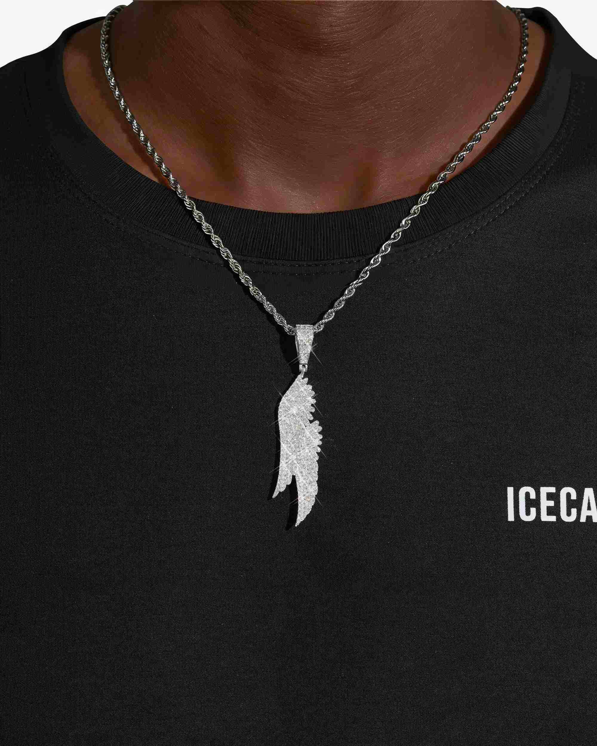 Moissanite Feather Pendant 14K Gold (view 2 of 4)
