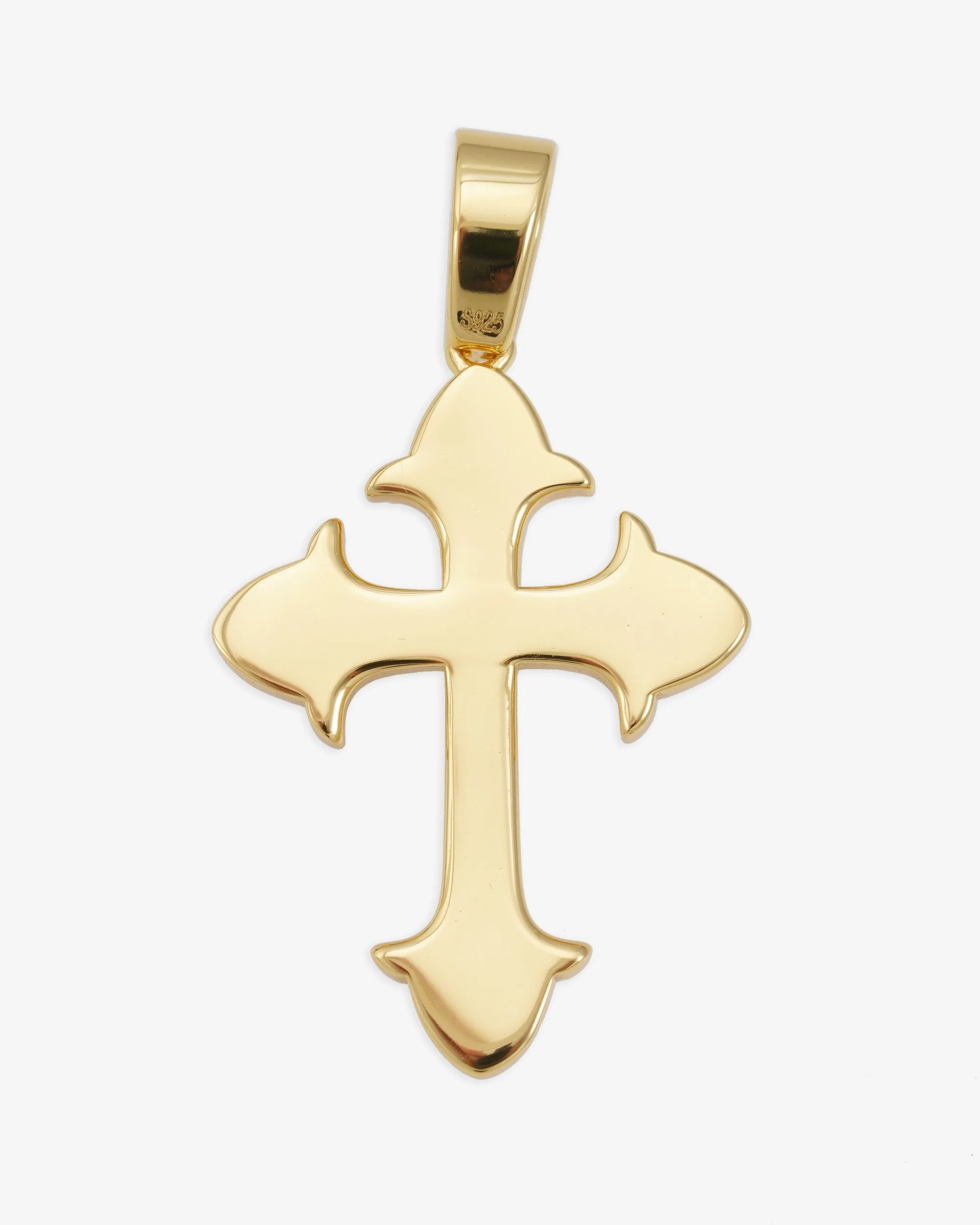 Moissanite Fleur Cross Pendant 14K Gold (view 7 of 9)