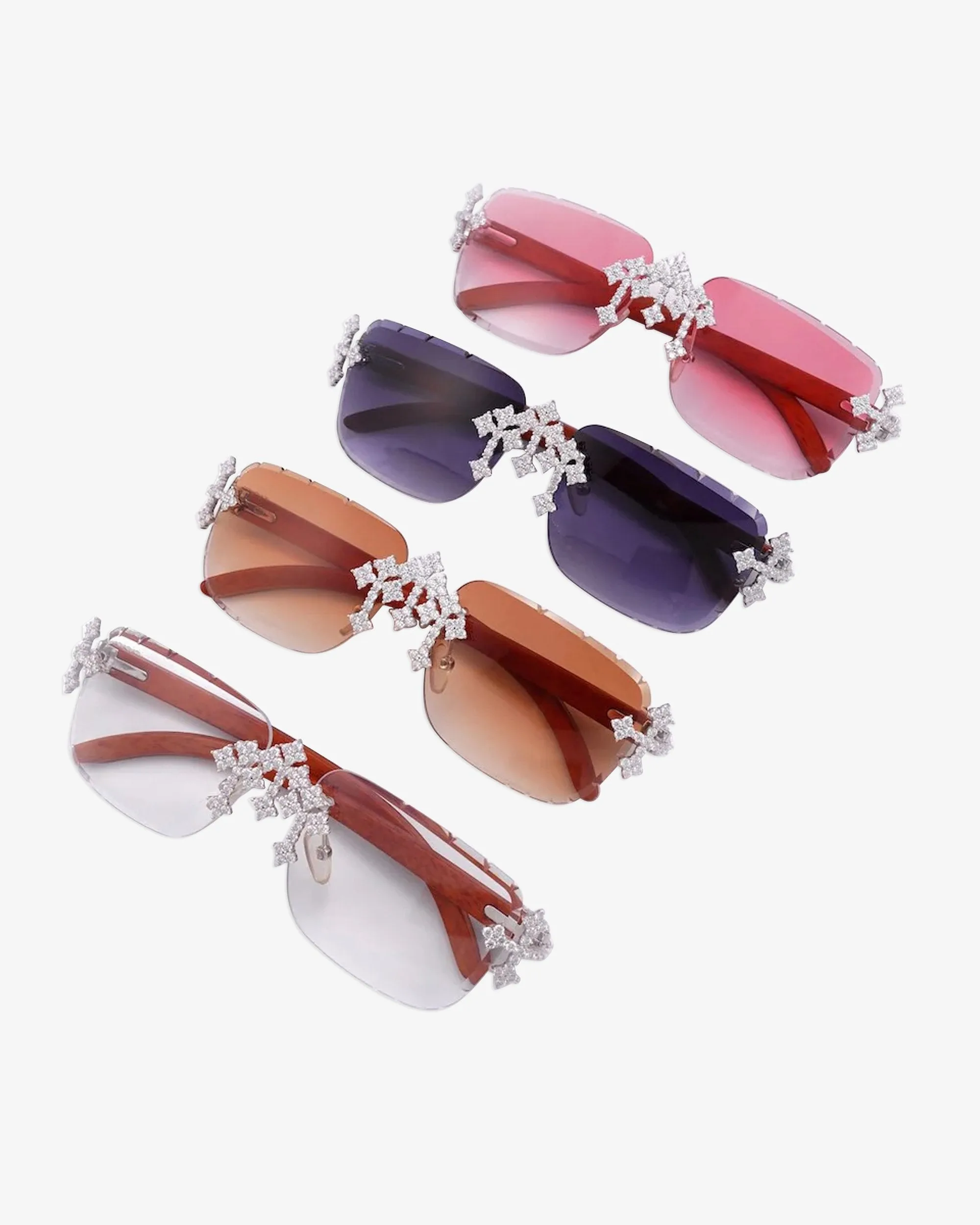 Moissanite Fleuree Cross Sunglasses 14K Gold - pendant