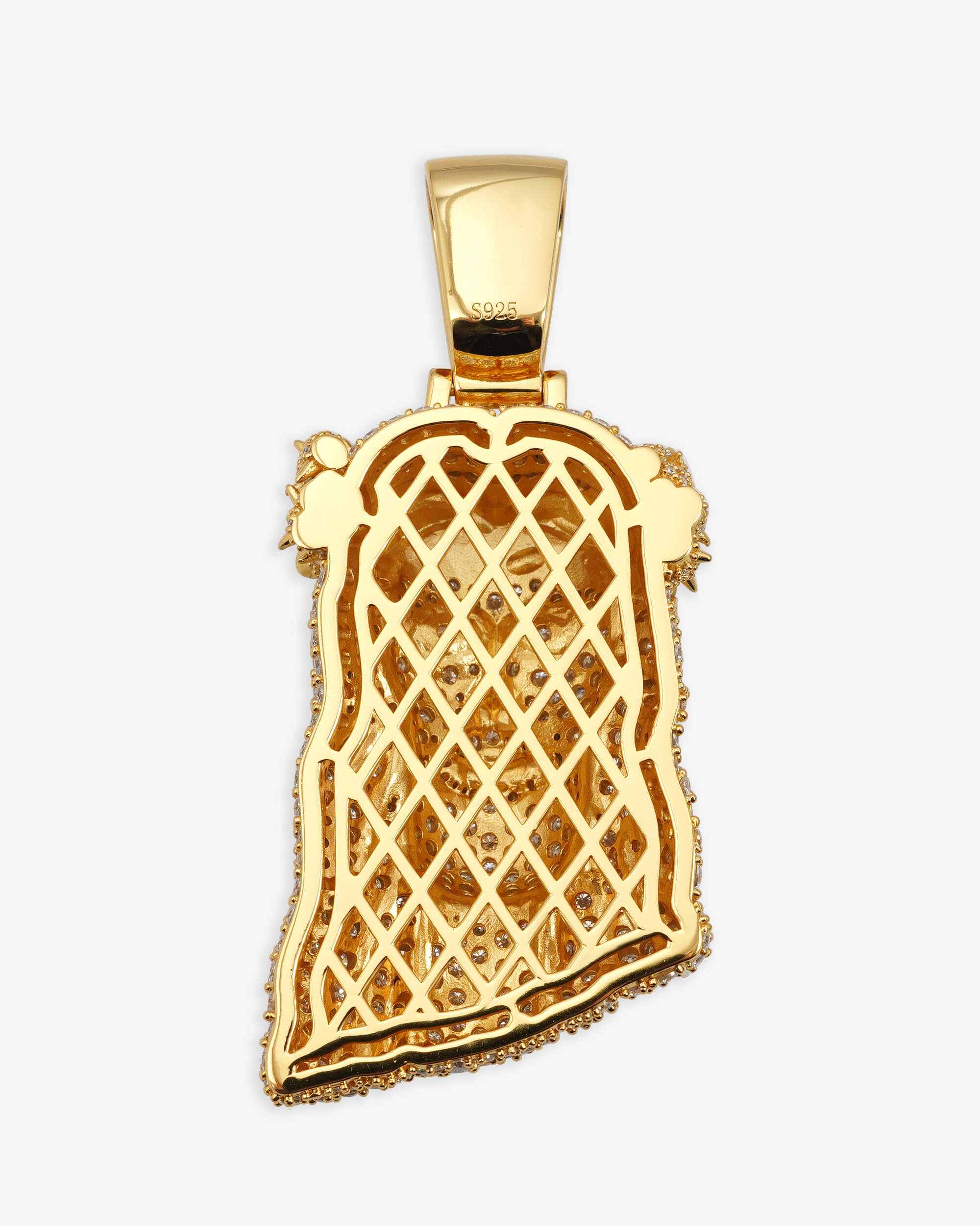 Moissanite Flower Beads Jesus Pendant 14K Gold (view 8 of 13)