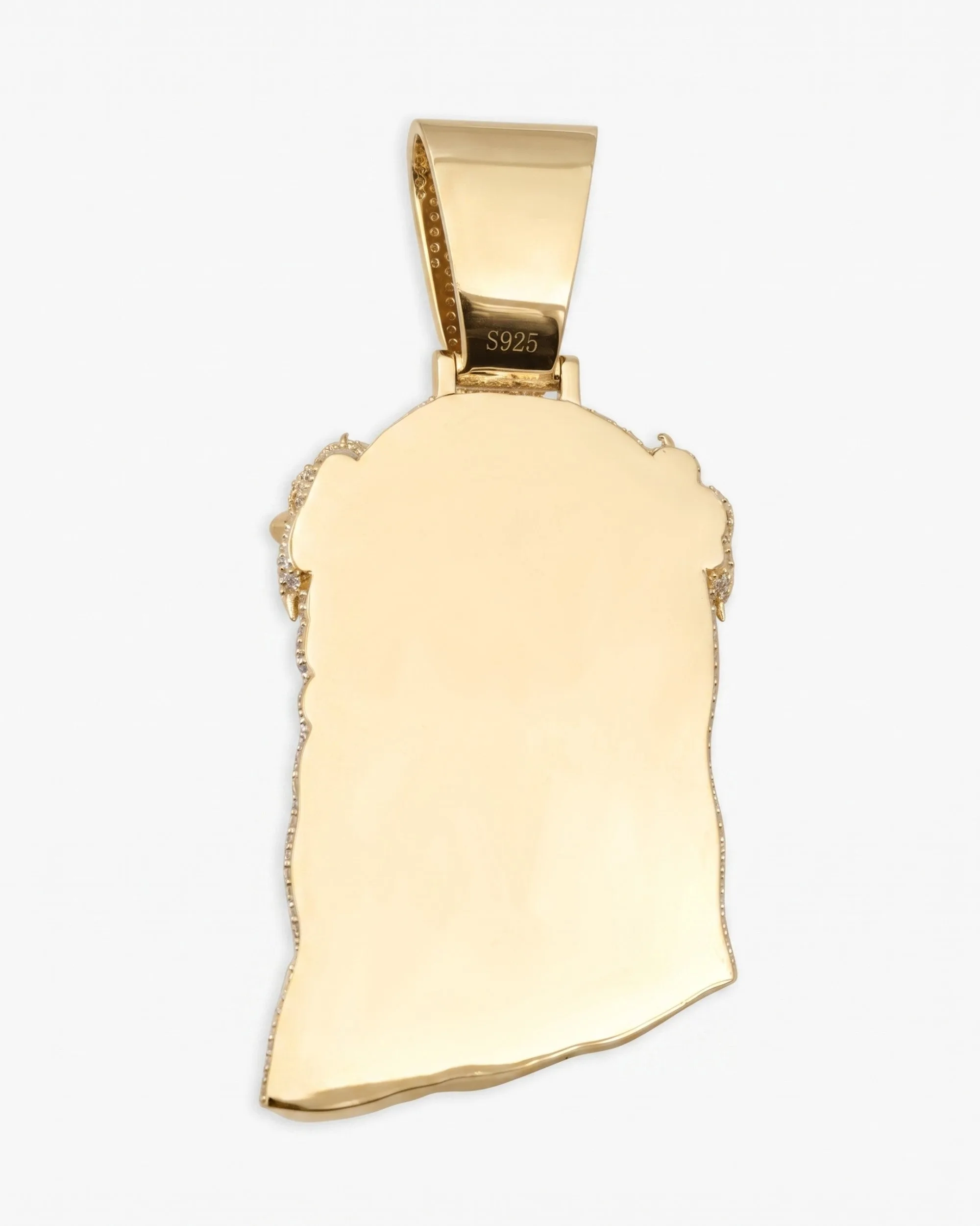 Moissanite Four Leaf Clover Jesus Pendant 14K Gold (view 11 of 12)