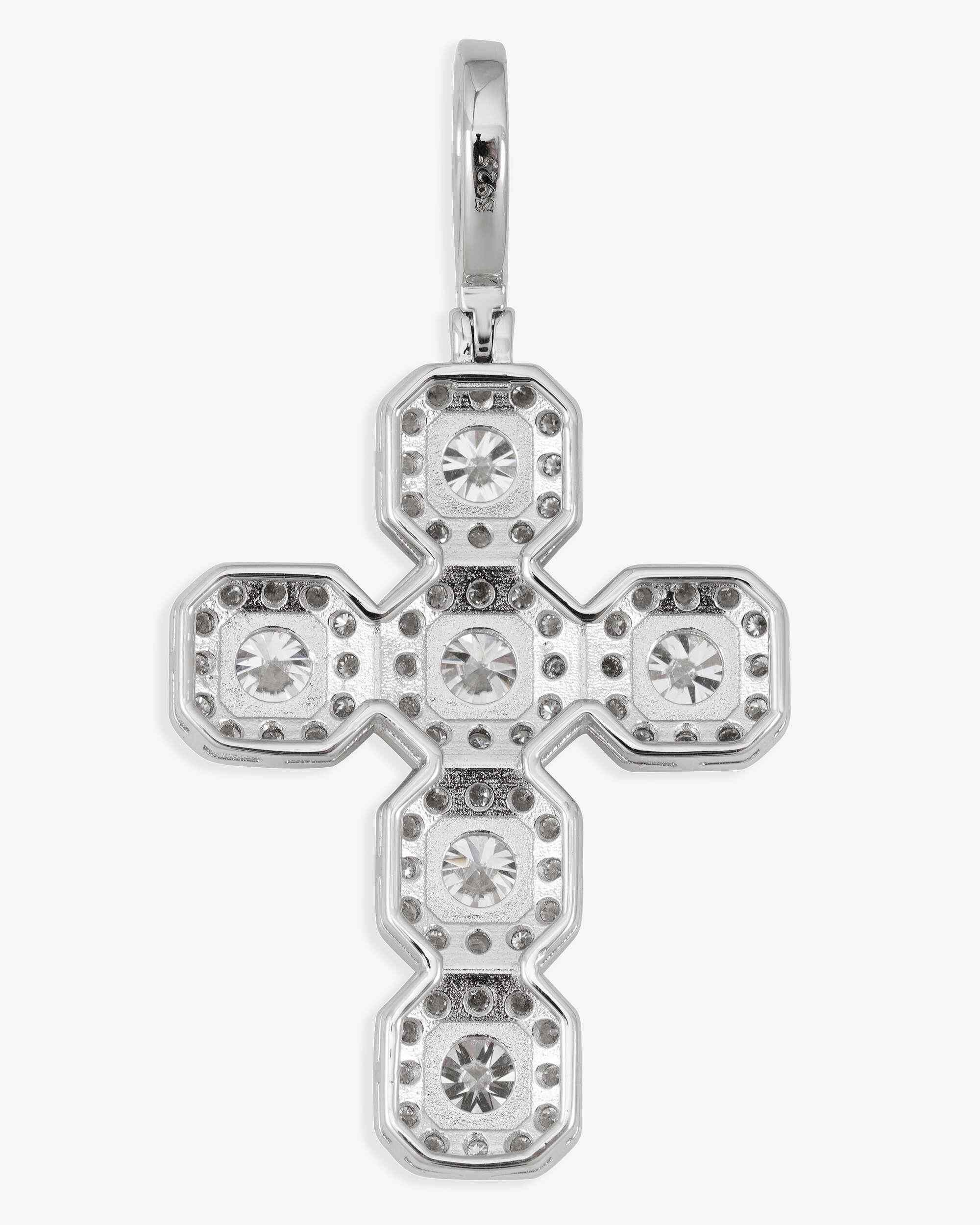 Moissanite Halo Cross Pendant 14K Gold (view 4 of 5)