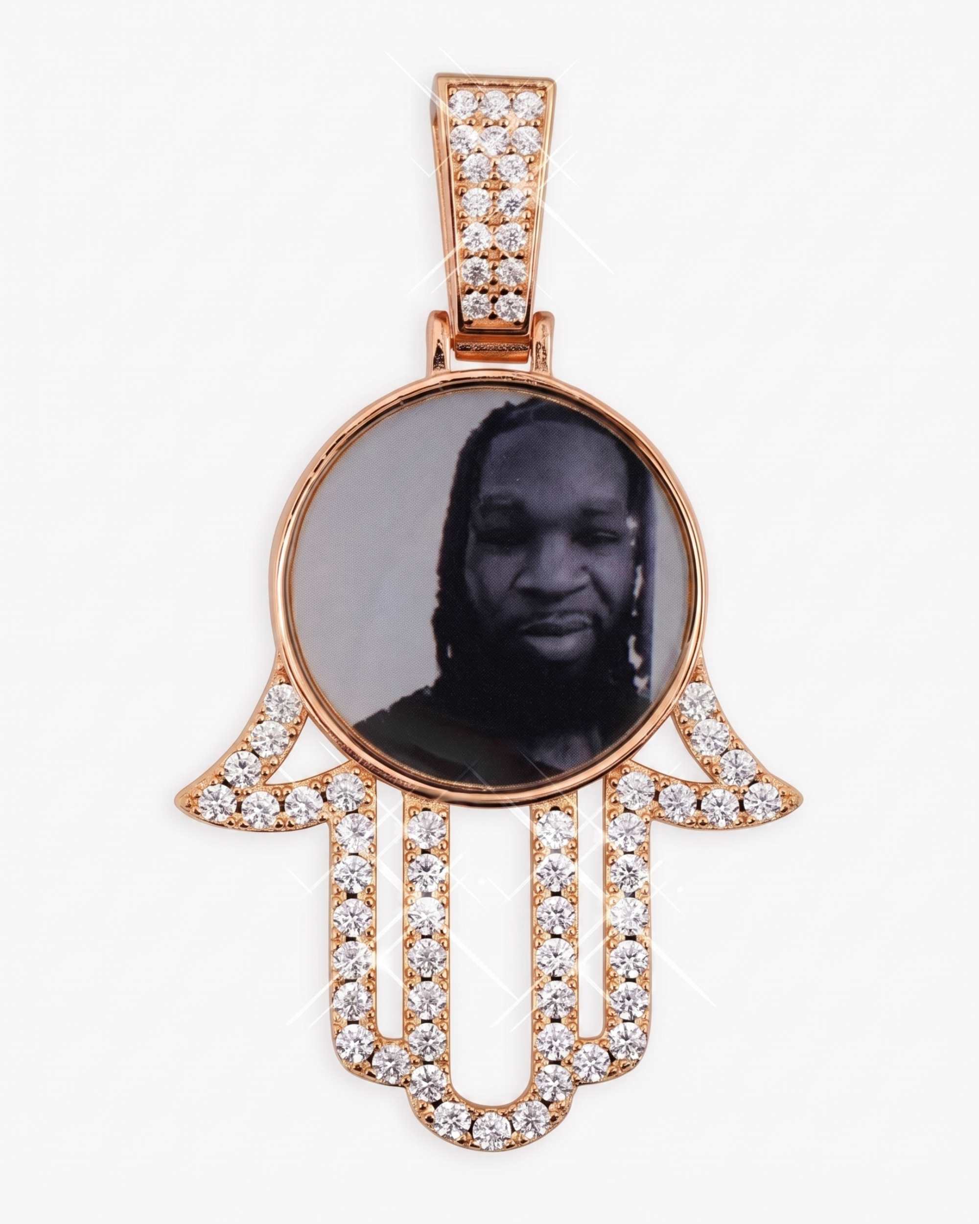 Moissanite Hamsa Hand Photo Pendant 14K Gold (view 5 of 12)