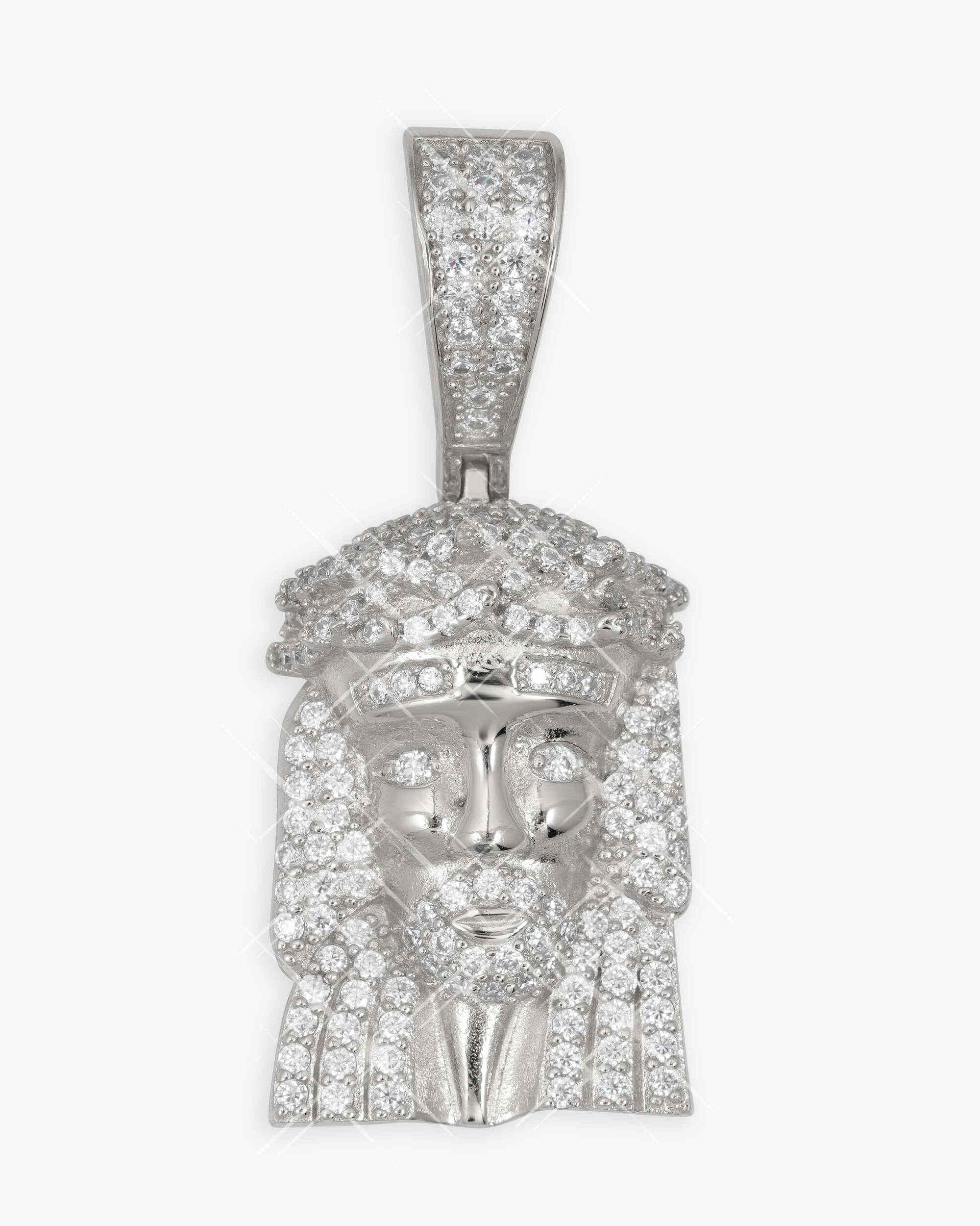 Moissanite Hollow Back Mini Jesus Pendant 14K Gold