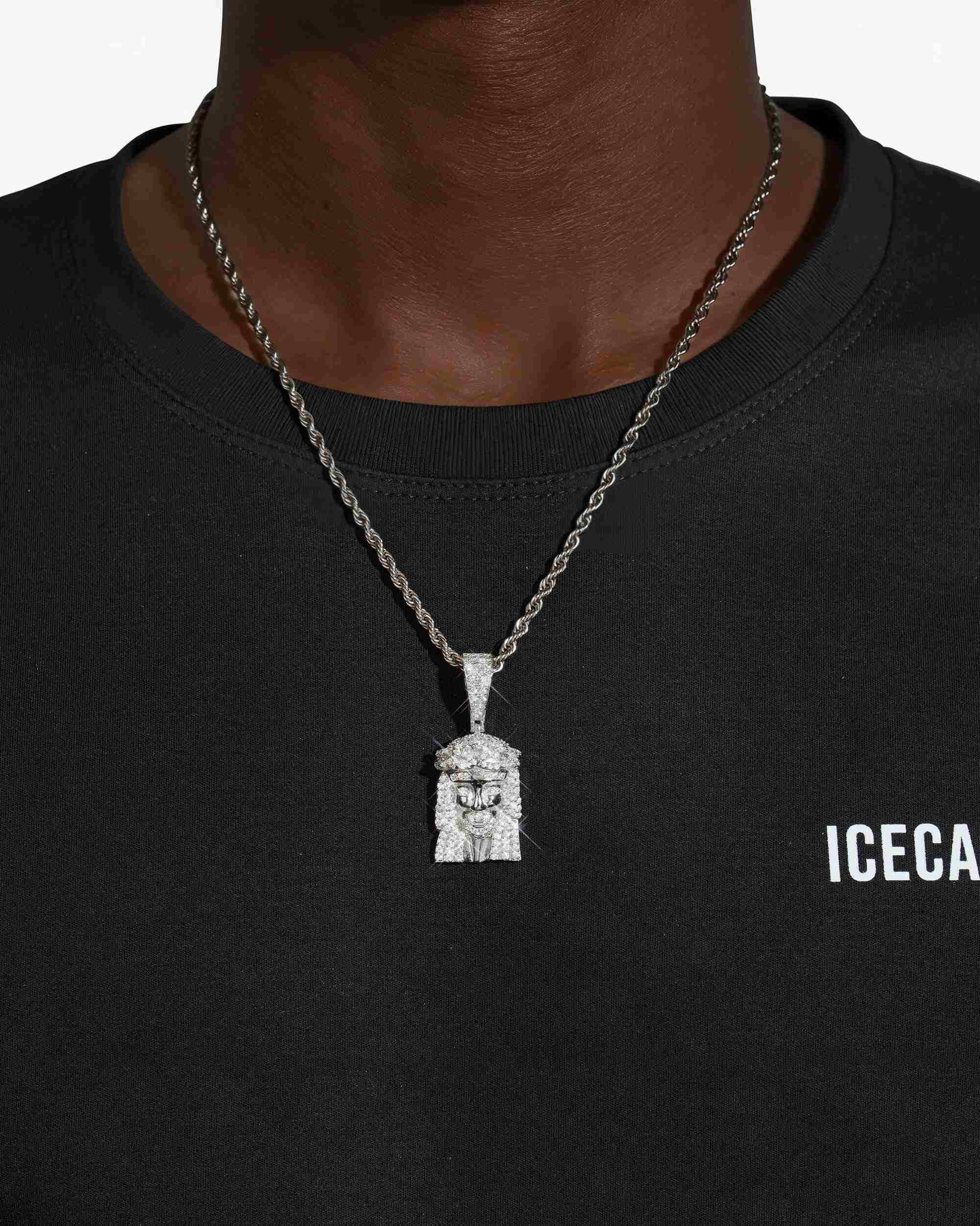 Moissanite Hollow Back Mini Jesus Pendant 14K Gold (view 2 of 8)