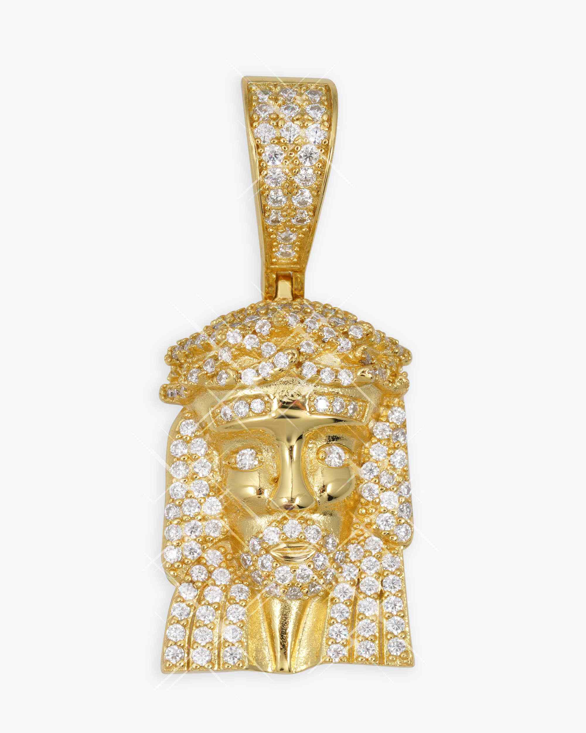 Moissanite Hollow Back Mini Jesus Pendant 14K Gold (view 5 of 8)