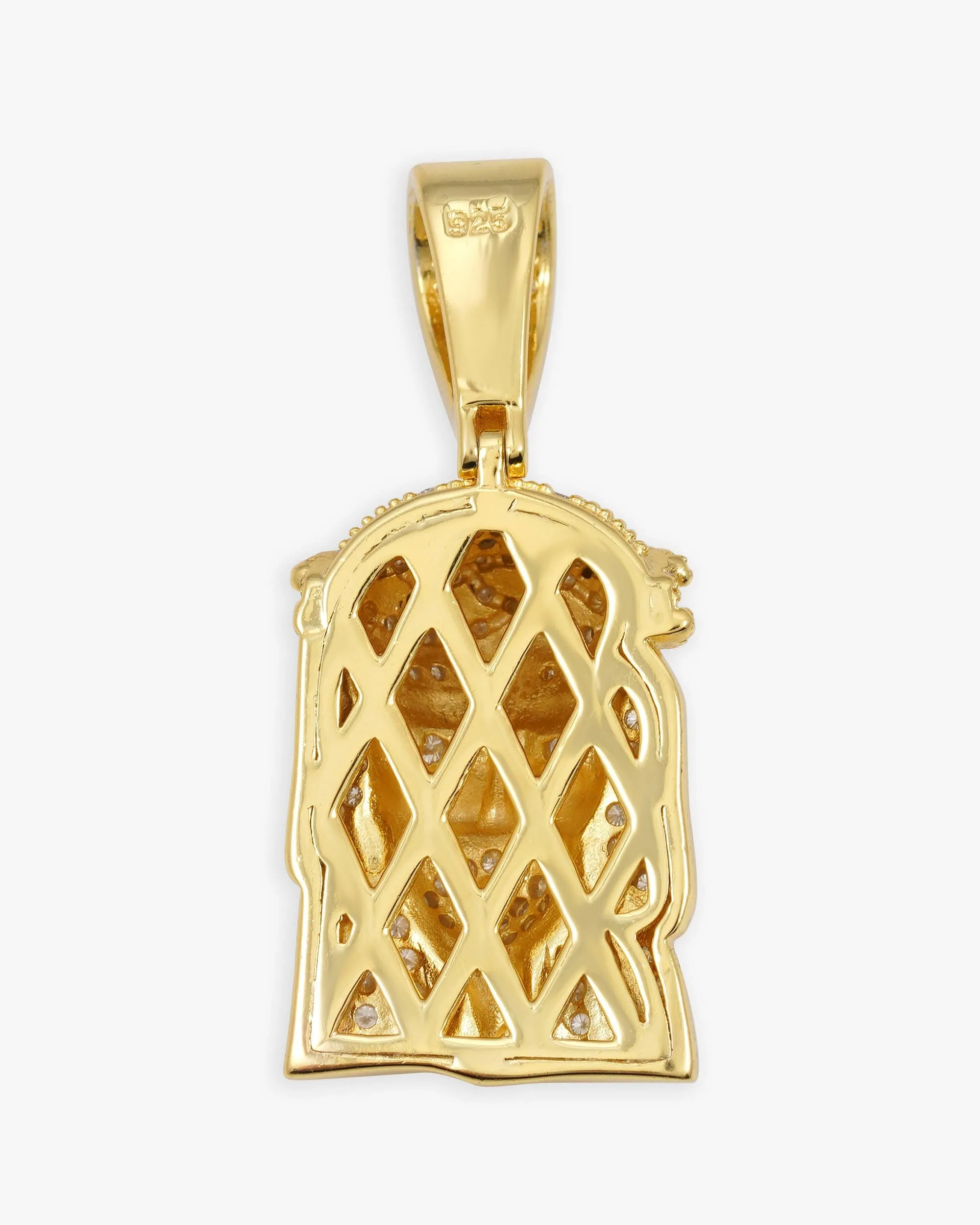 Moissanite Hollow Back Mini Jesus Pendant 14K Gold (view 7 of 8)