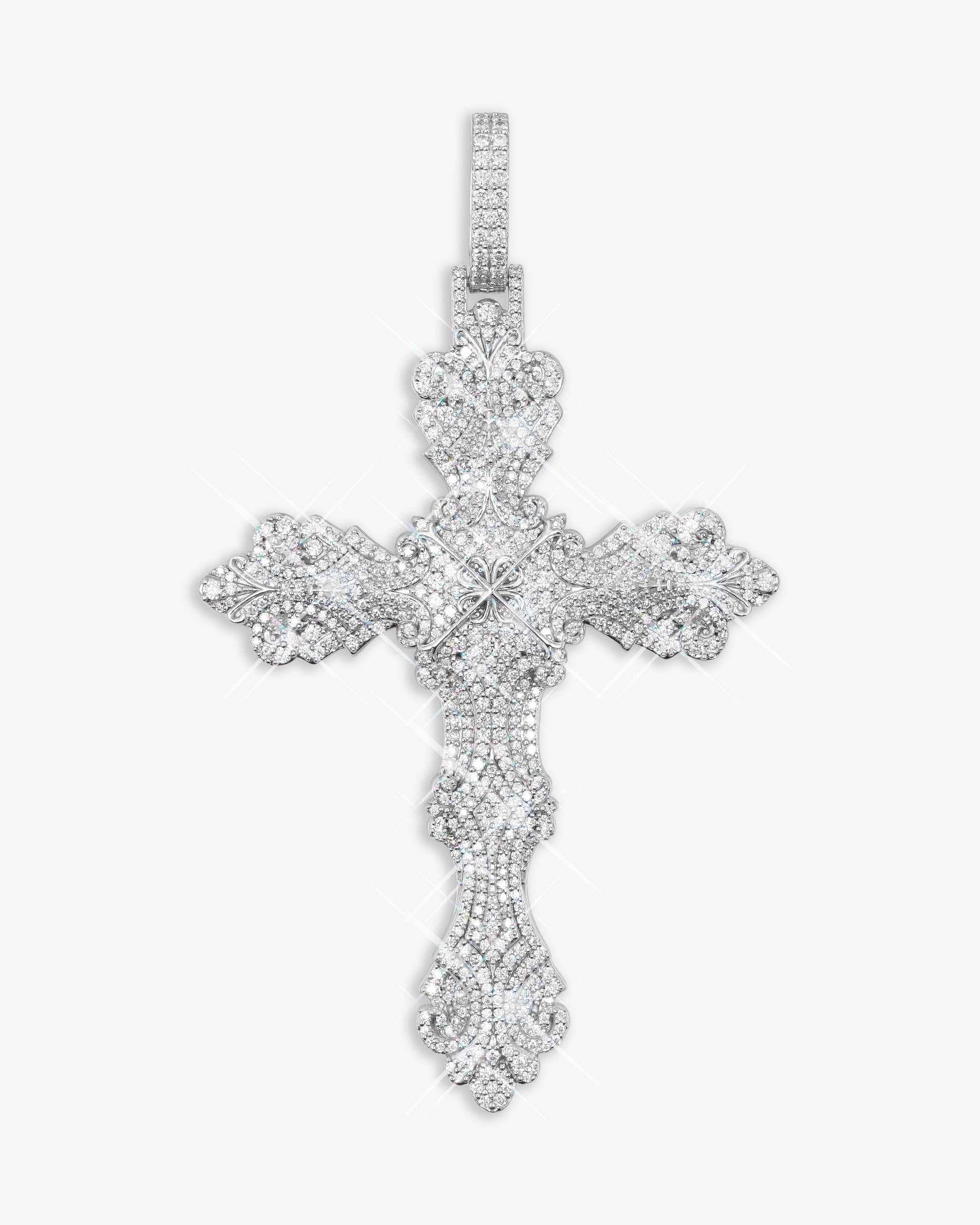 Moissanite Ornamental Cross 14K Gold - pendant