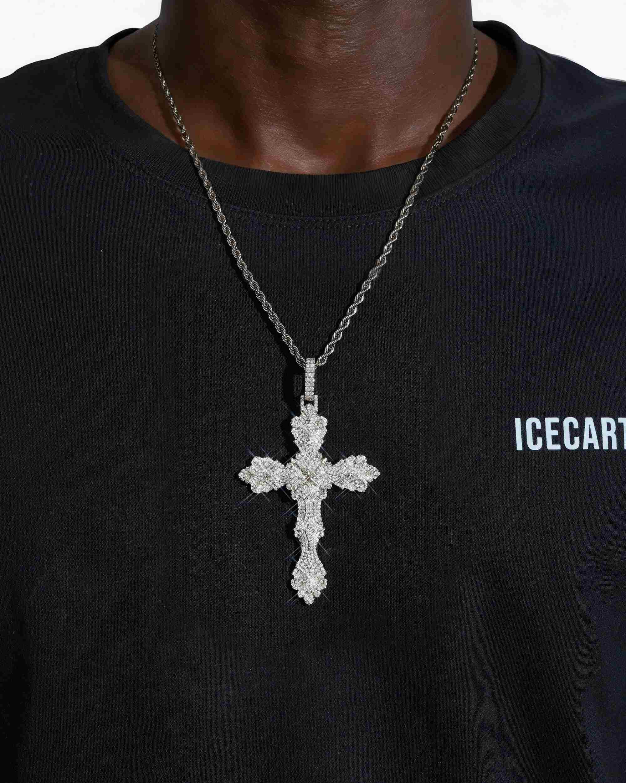 Moissanite Ornamental Cross 14K Gold - pendant (view 2 of 5)