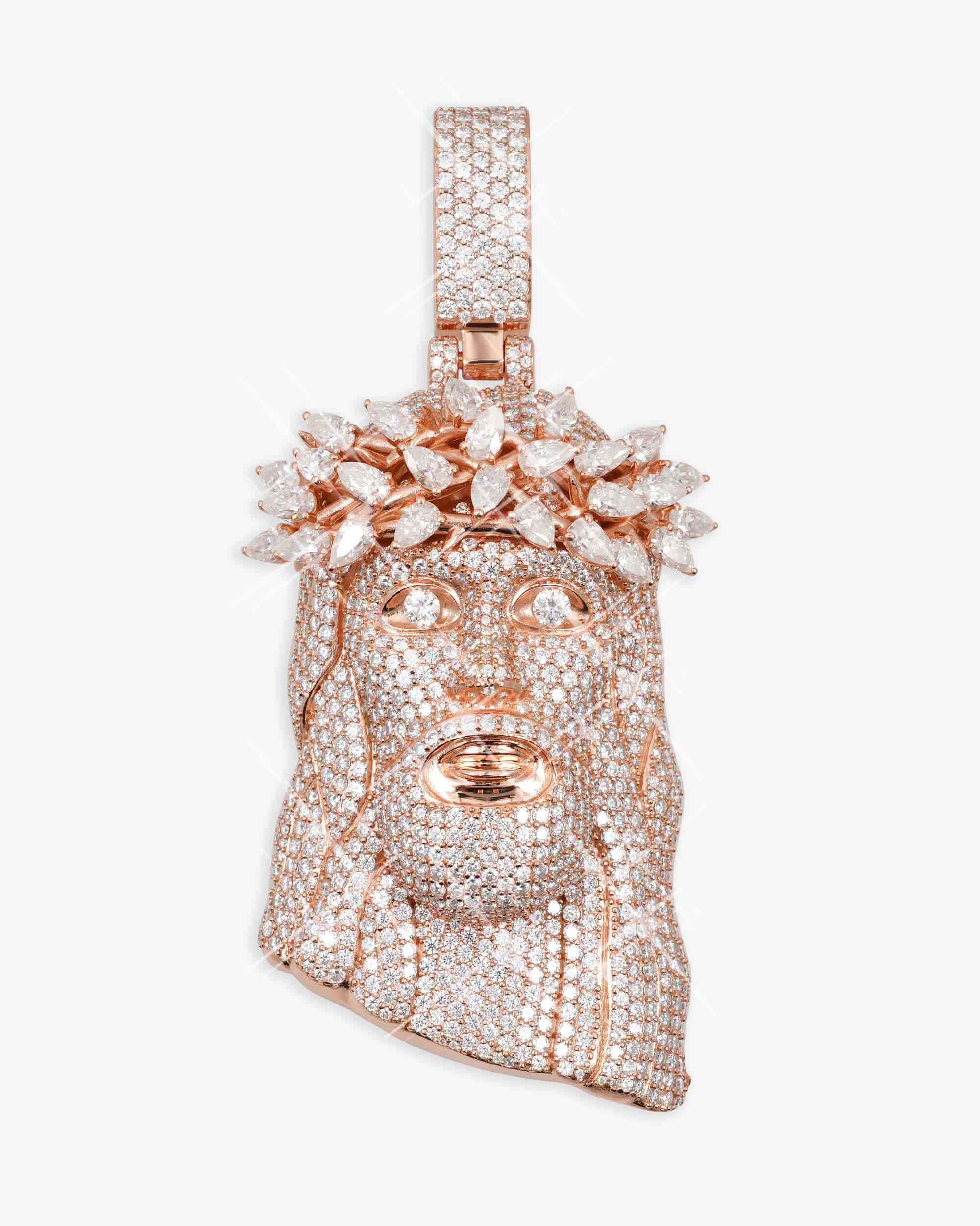 Moissanite Oval Cut Jesus Pendant 14K Gold (view 6 of 10)