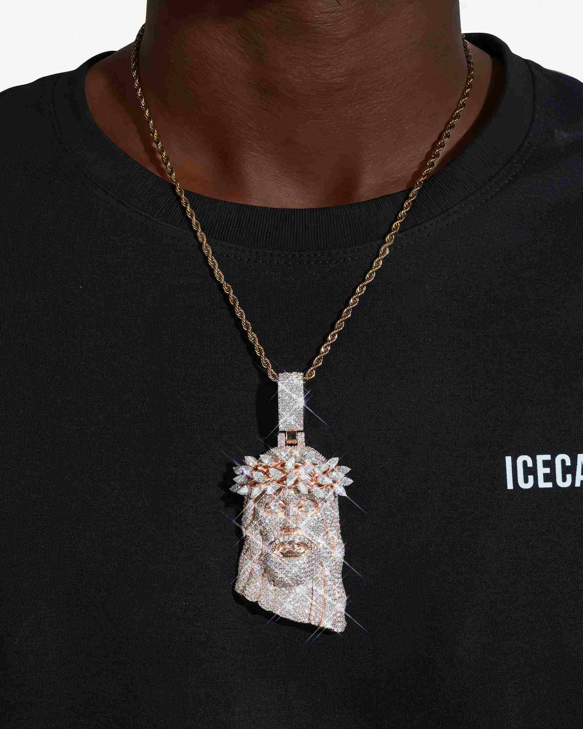 Moissanite Oval Cut Jesus Pendant 14K Gold (view 7 of 10)