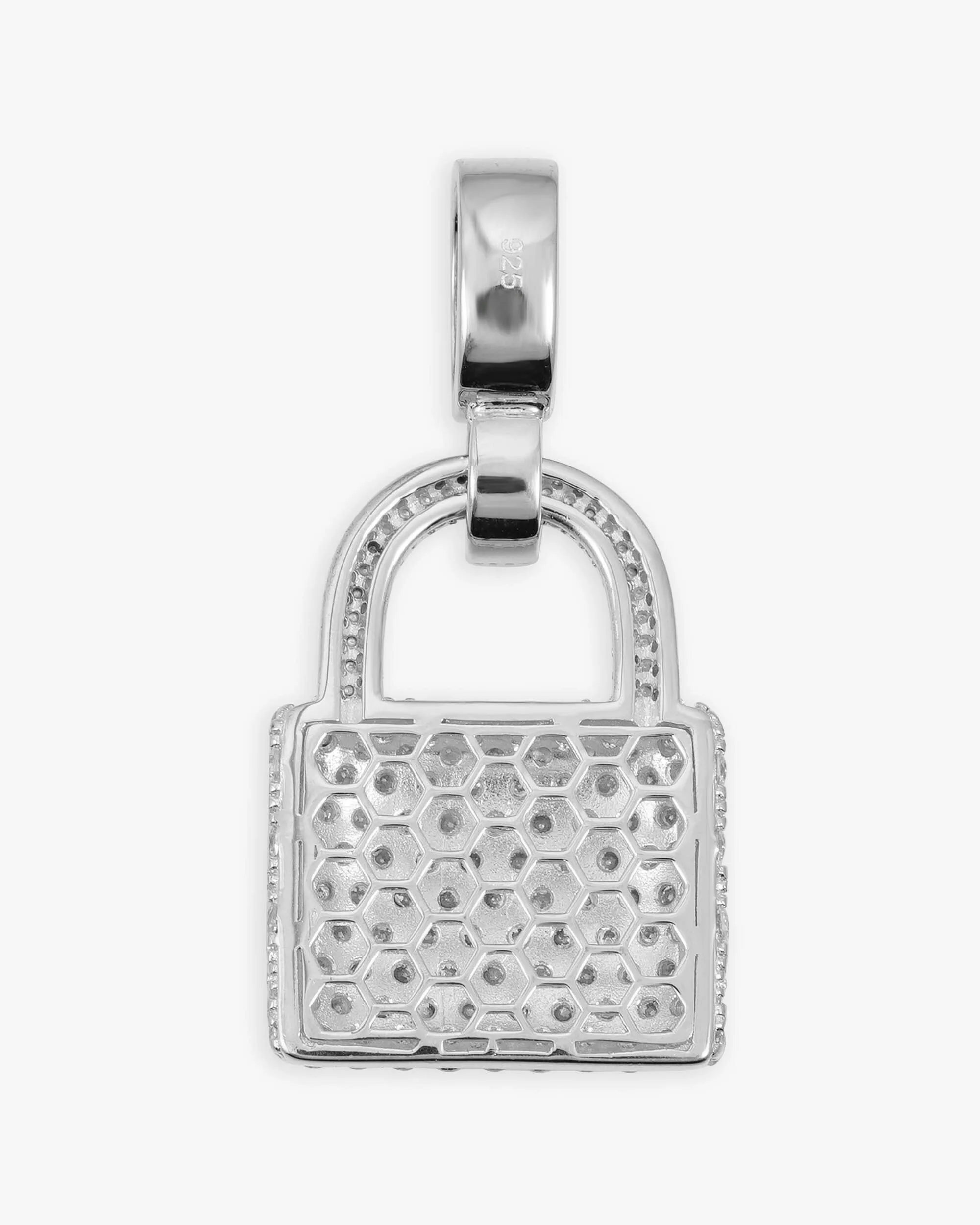 Moissanite Padlock Pendant 14K Gold (view 4 of 13)