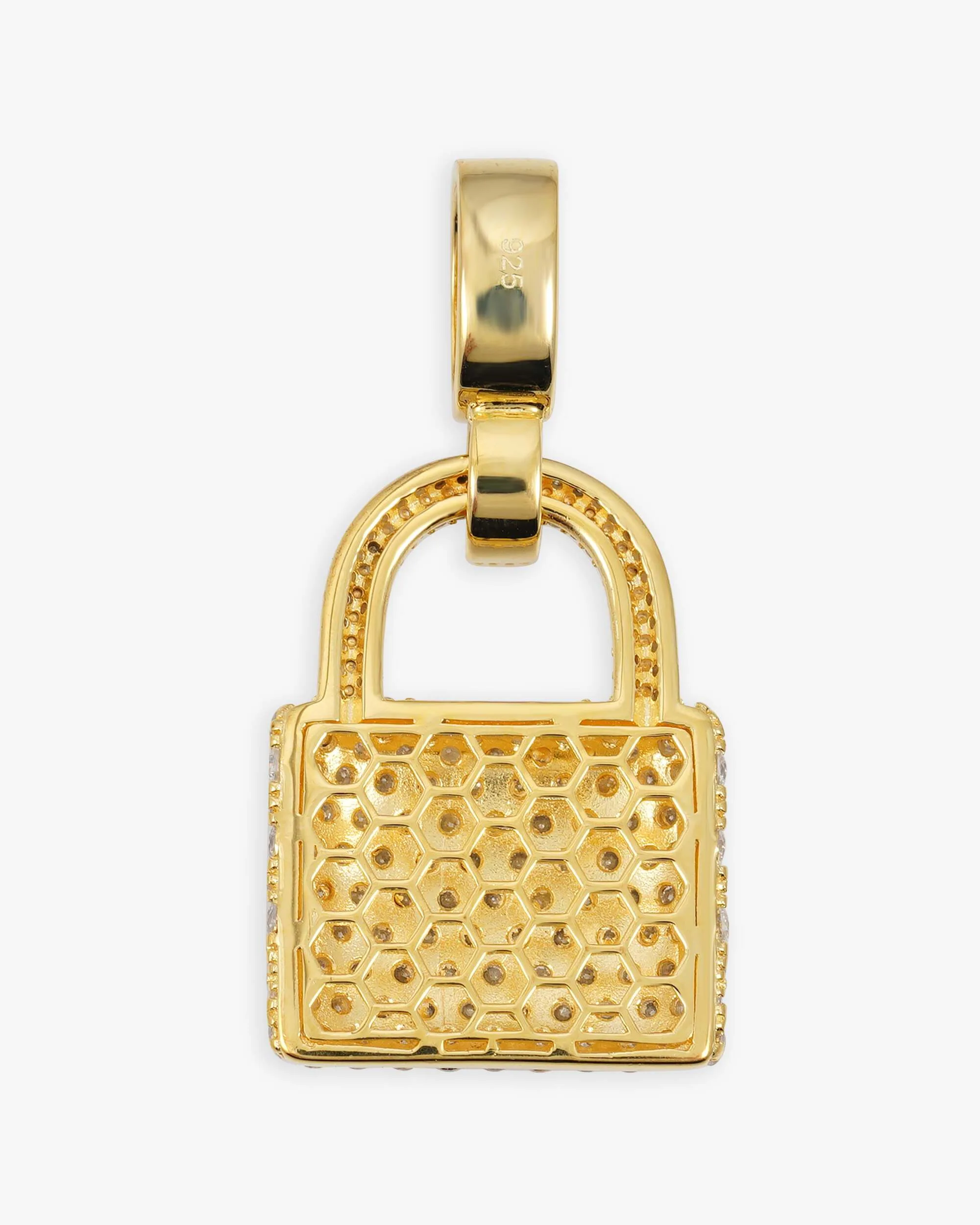 Moissanite Padlock Pendant 14K Gold (view 8 of 13)