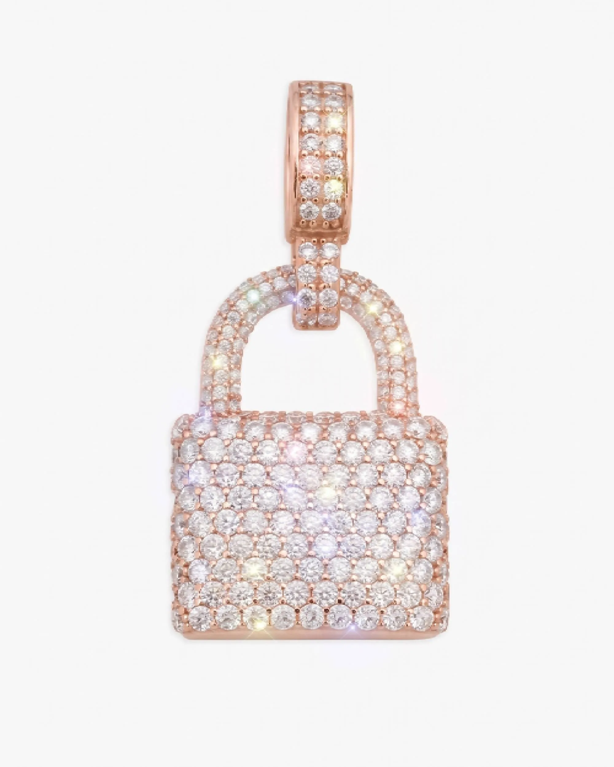 Moissanite Padlock Pendant 14K Gold (view 10 of 13)