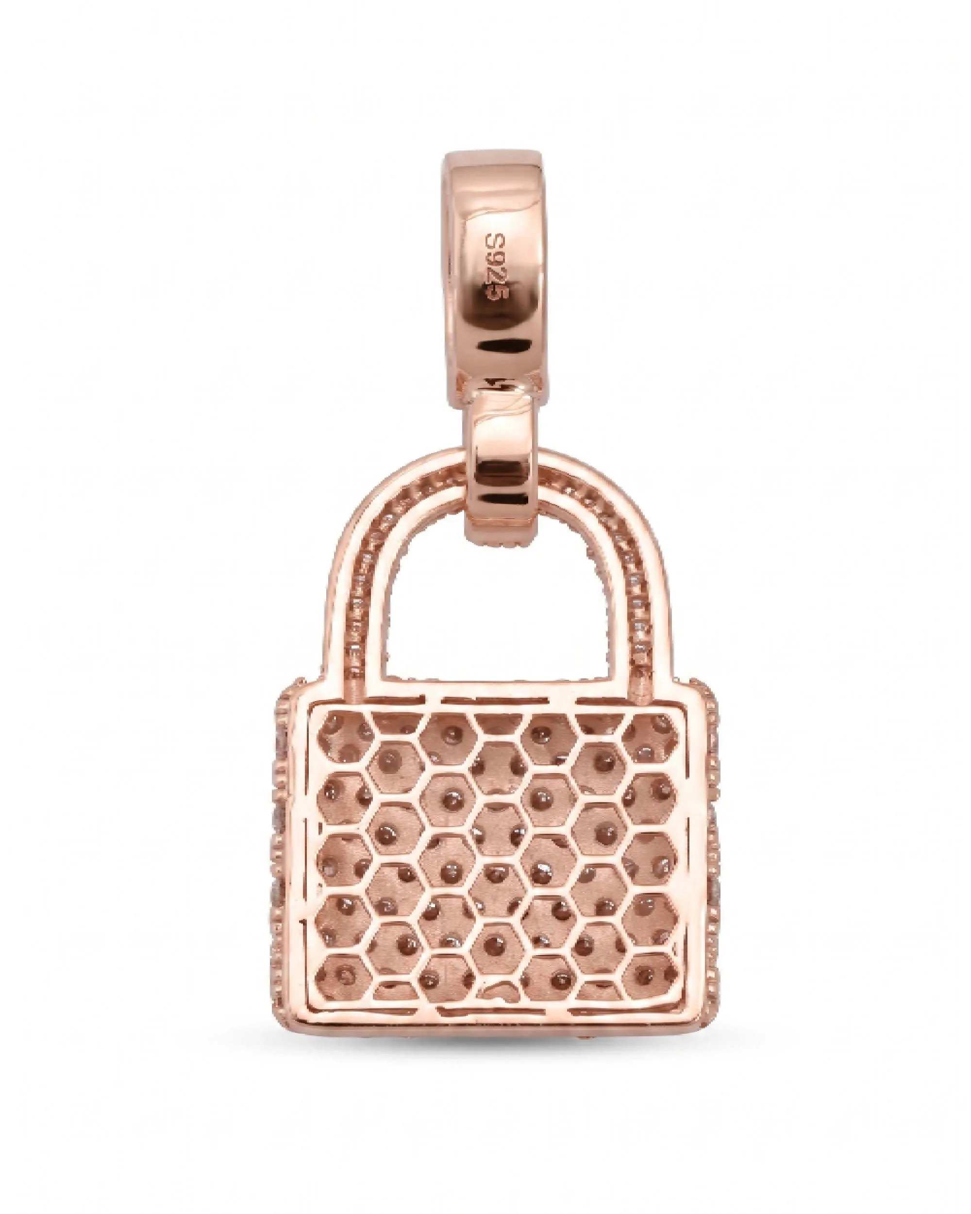 Moissanite Padlock Pendant 14K Gold (view 11 of 13)