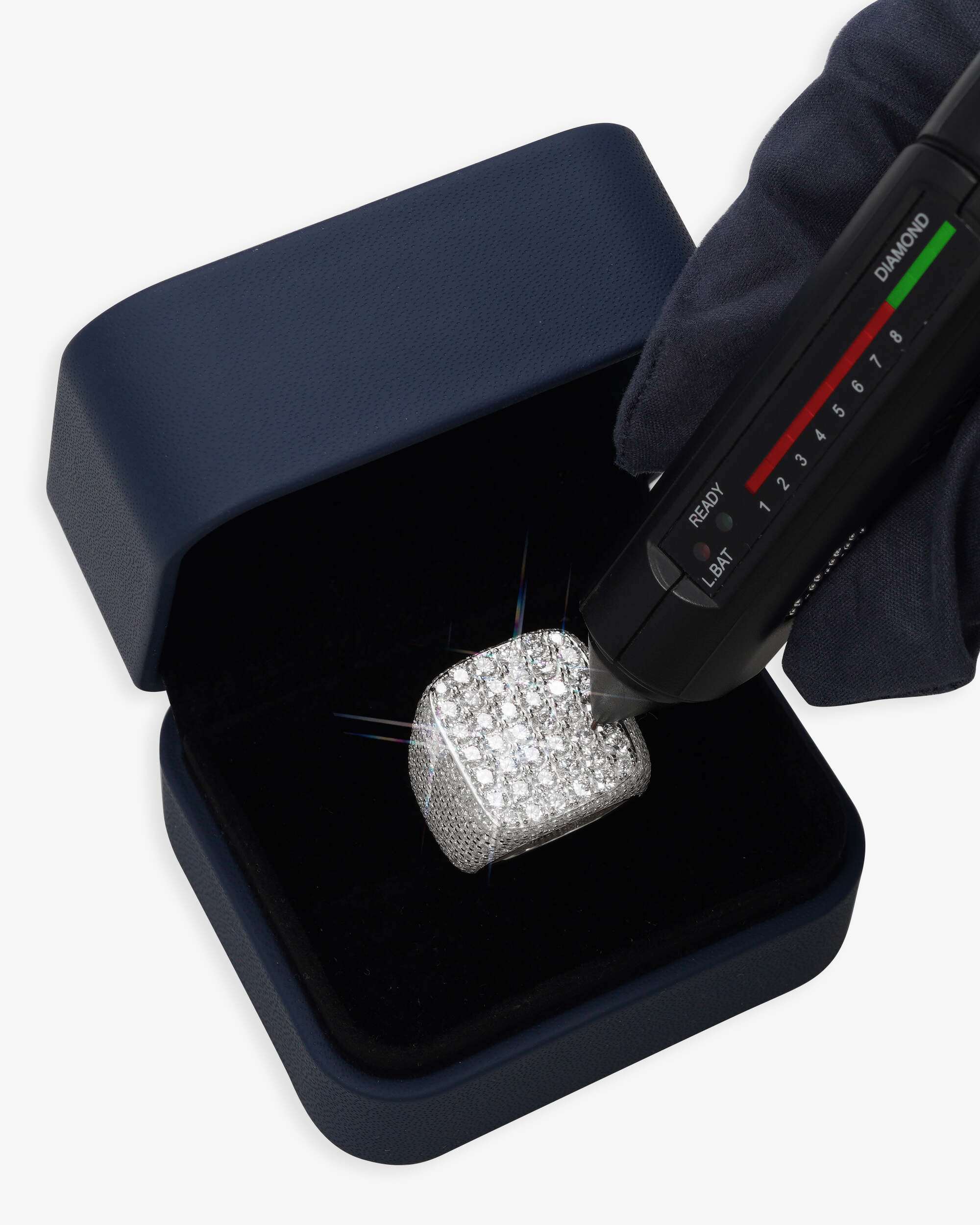 Moissanite Pinky Ring - in white gold (view 4 of 4)