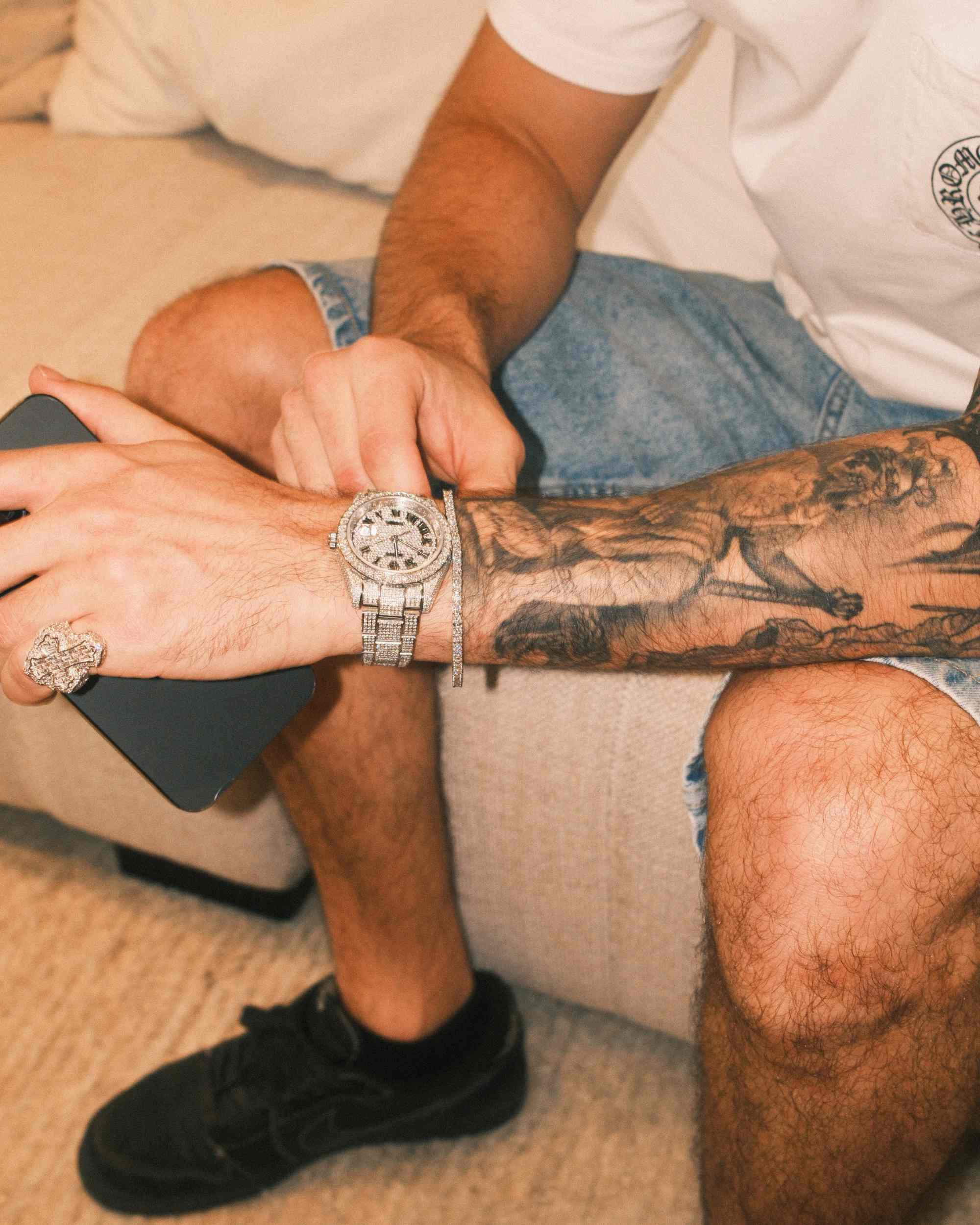 Moissanite Presidential Watch | 41MM | Roman Numeral Dial | 18.3CT Iced Out | 14K White Gold (view 3 of 7)