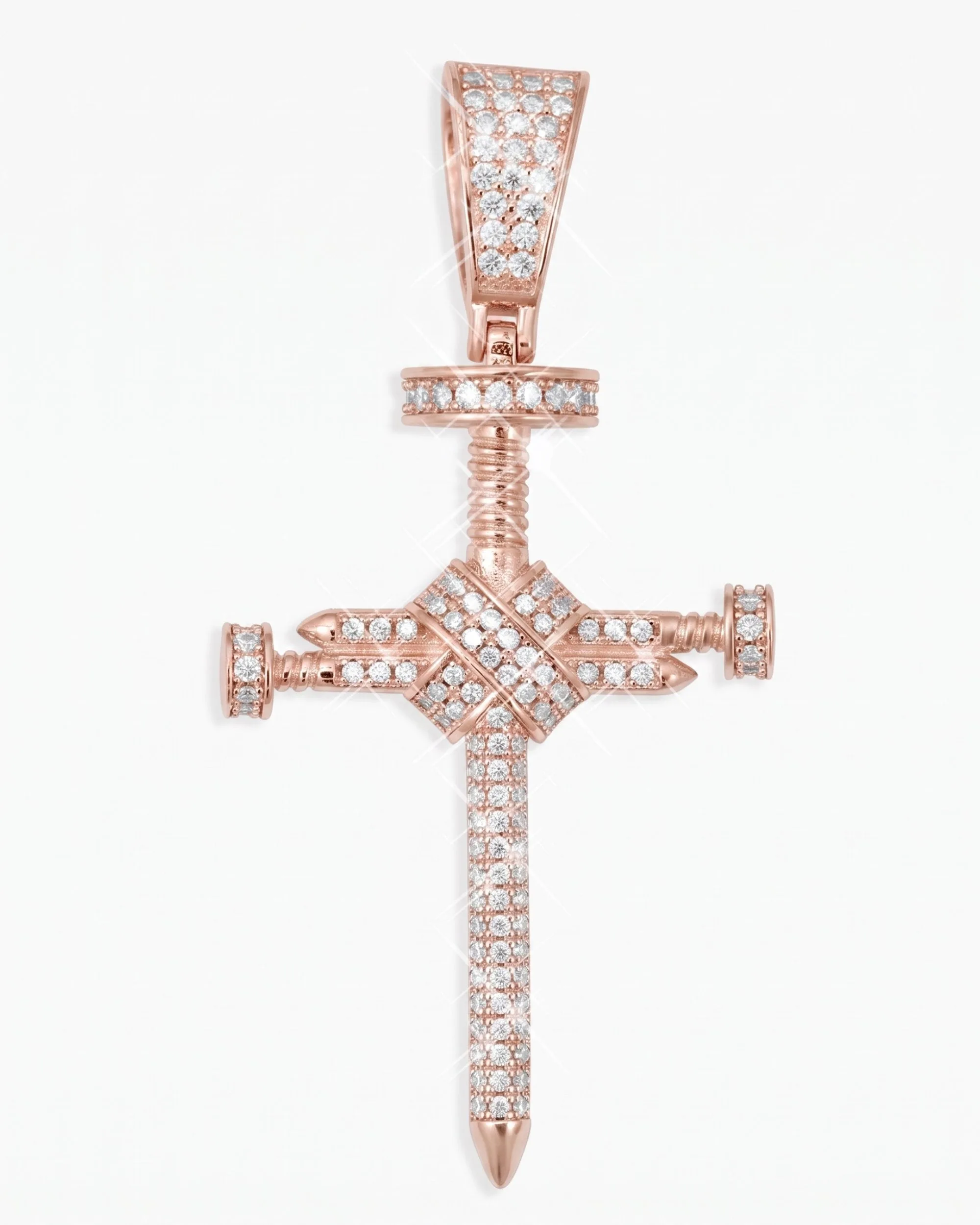 Moissanite Nail Cross Pendant 14K Gold (view 5 of 12)
