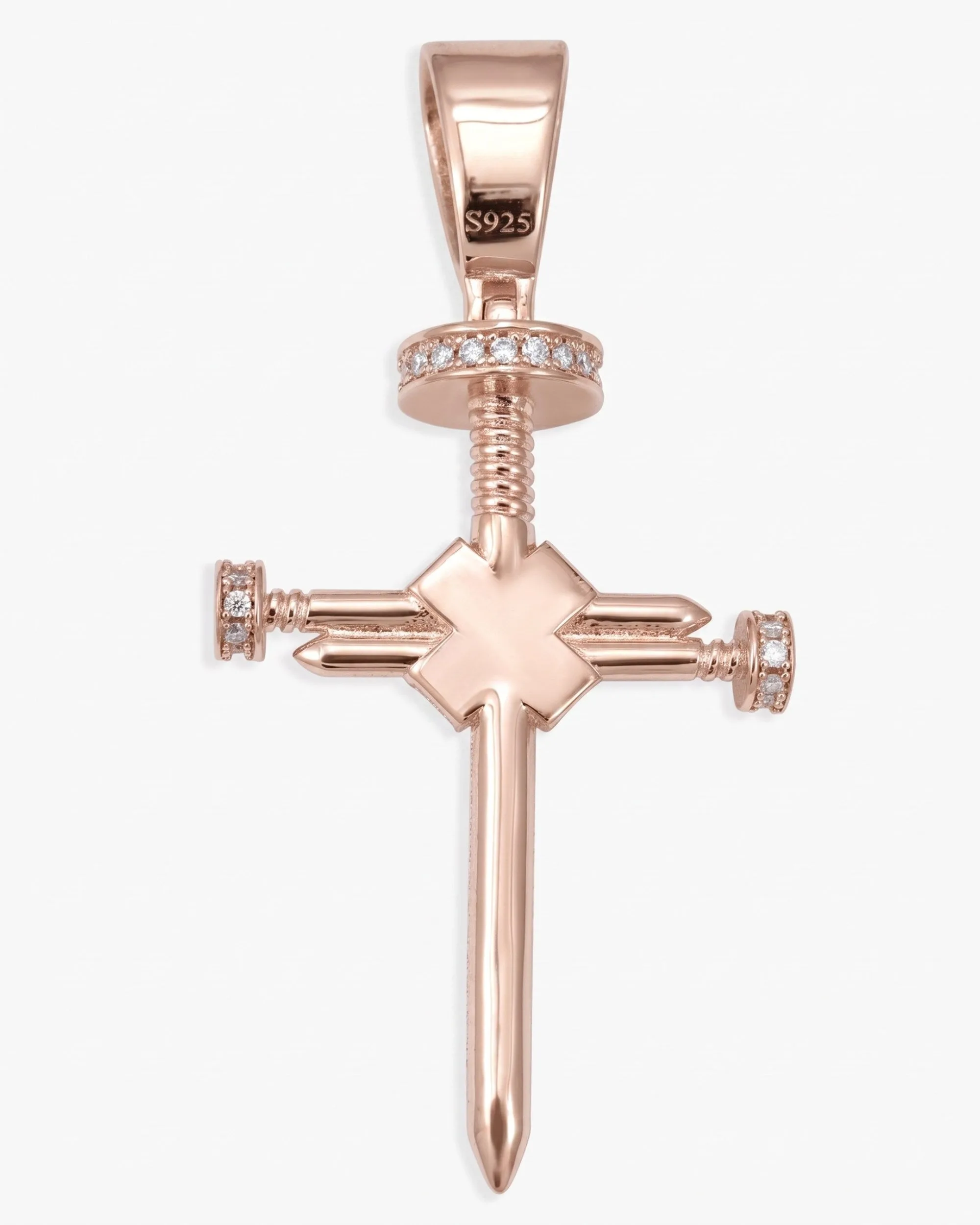 Moissanite Nail Cross Pendant 14K Gold (view 7 of 12)