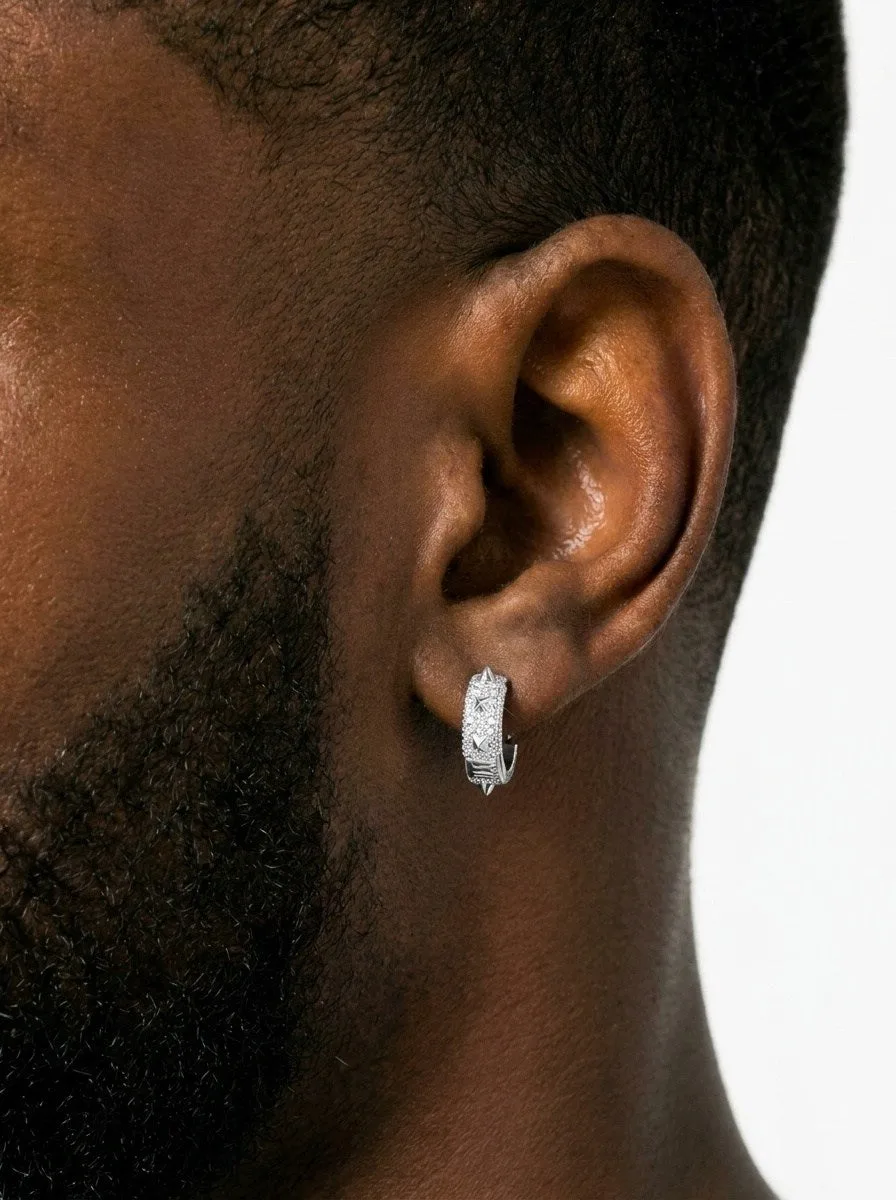 Moissanite Spiked Huggie Earrings 14K Gold (view 3 of 6)