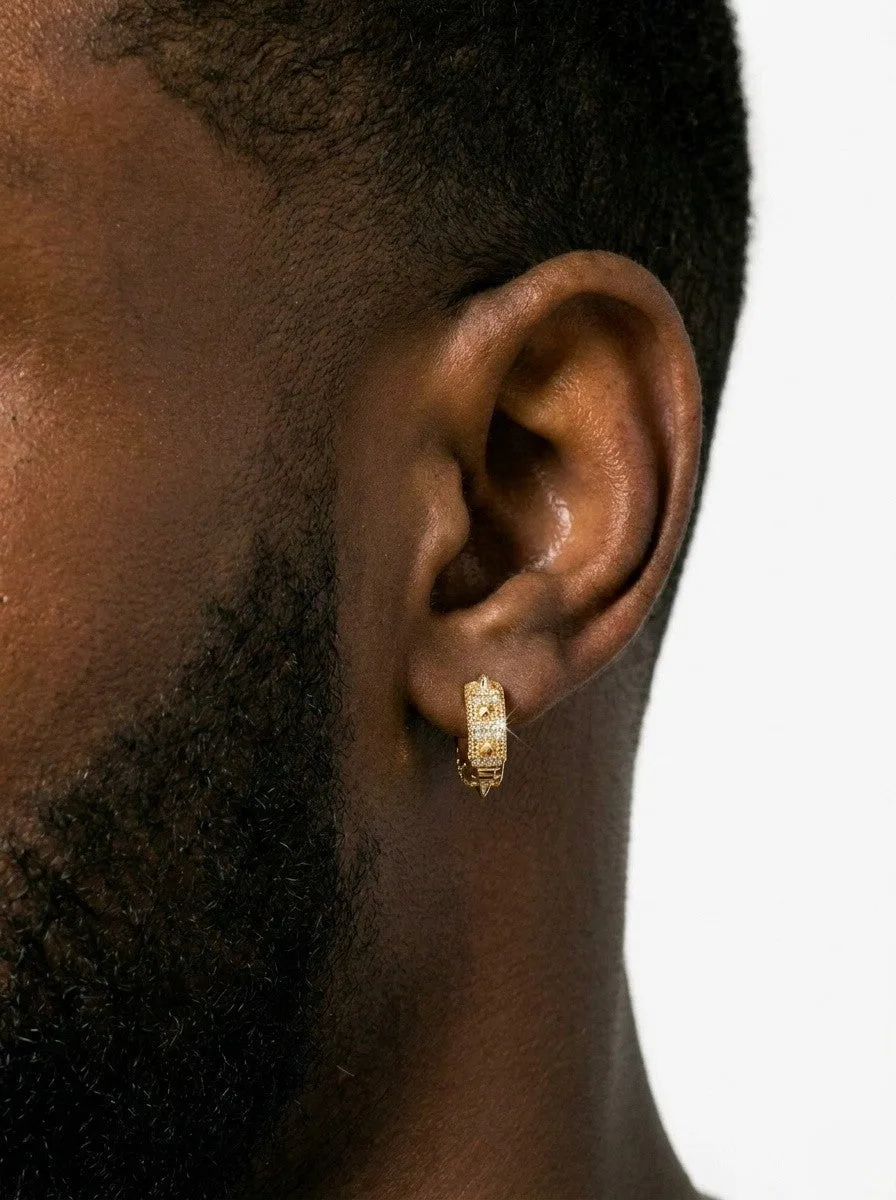 Moissanite Spiked Huggie Earrings 14K Gold (view 4 of 6)