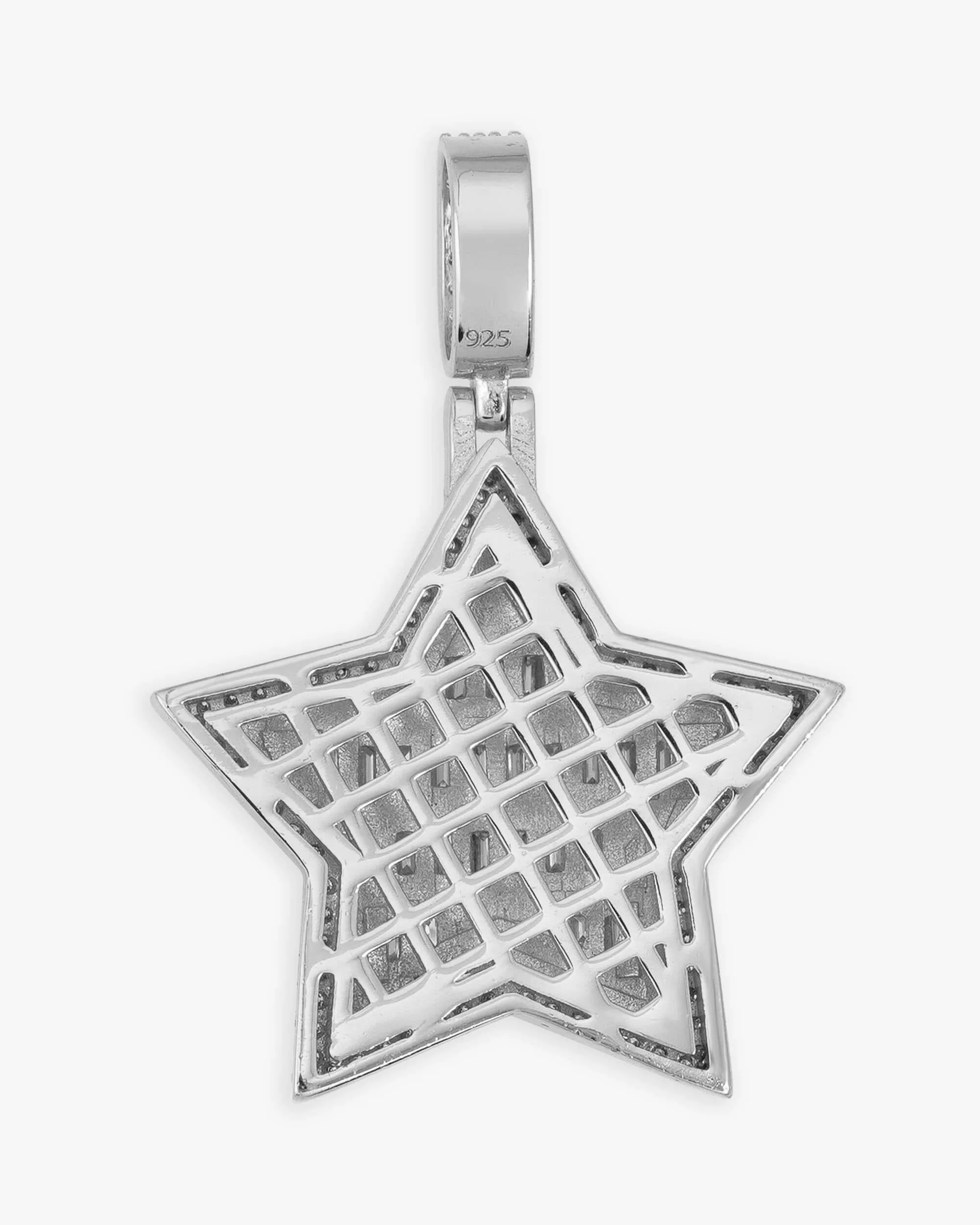 Moissanite Baguette Star Pendant 14K Gold (view 3 of 12)