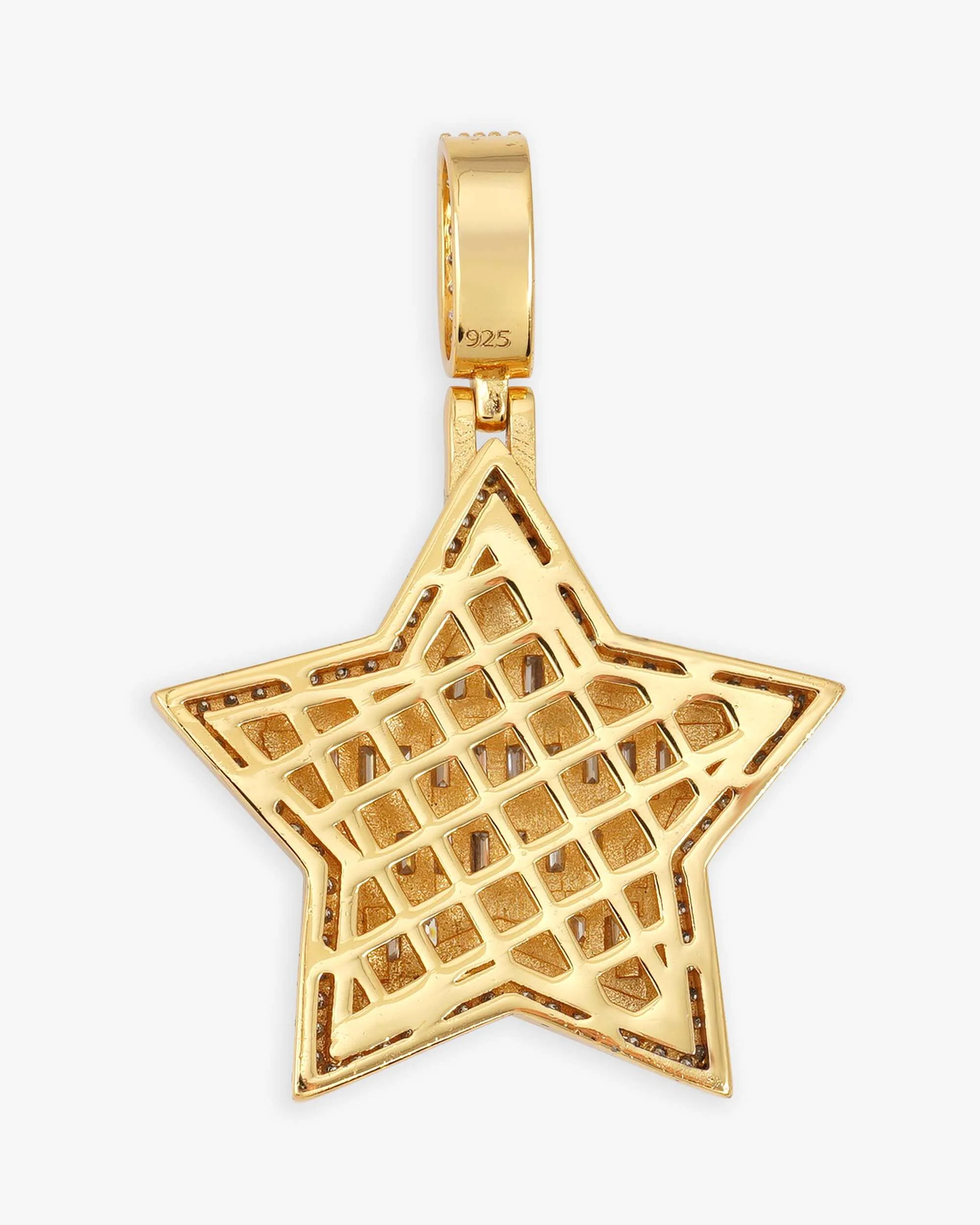 Moissanite Baguette Star Pendant 14K Gold (view 7 of 12)