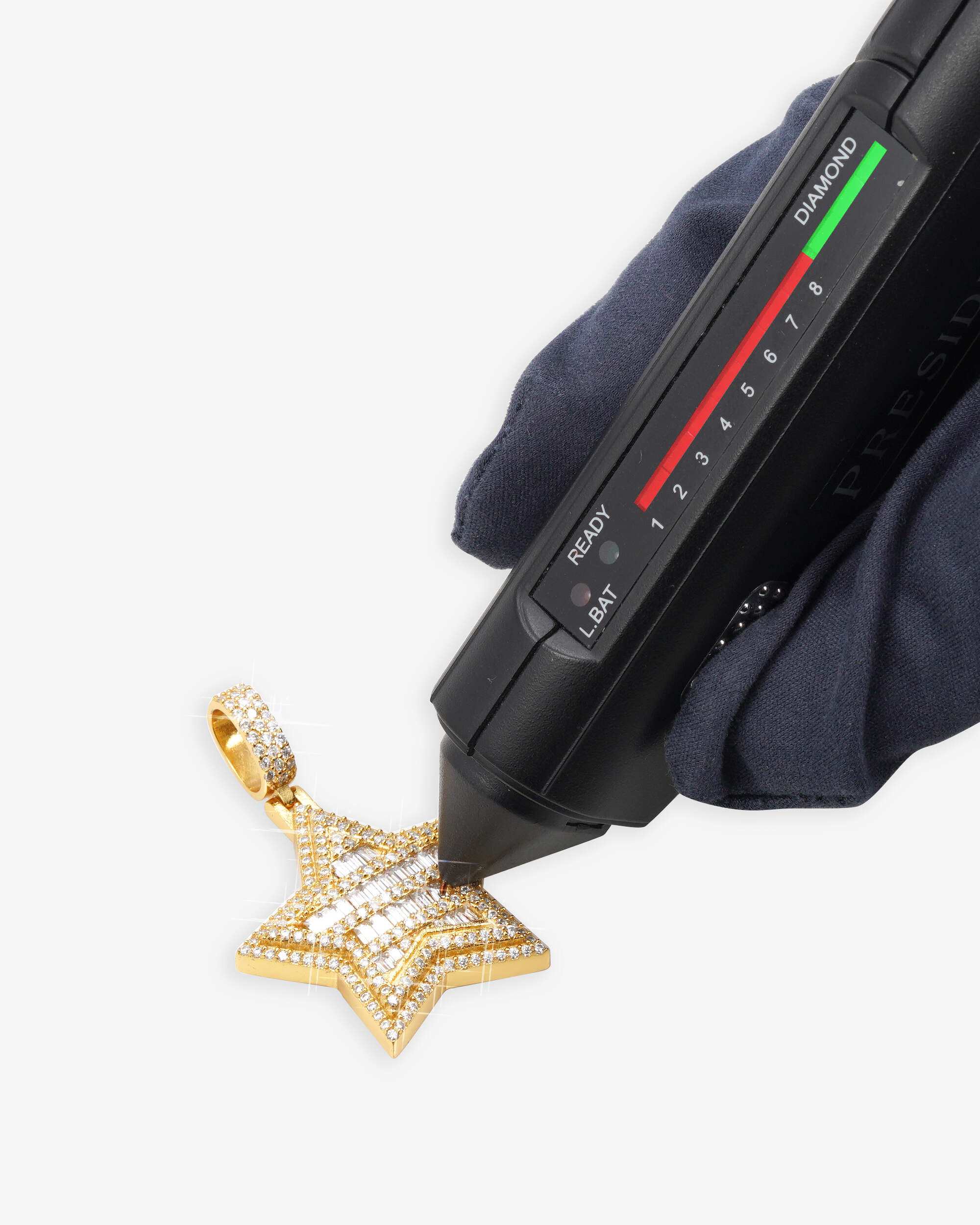 Moissanite Baguette Star Pendant 14K Gold (view 8 of 12)