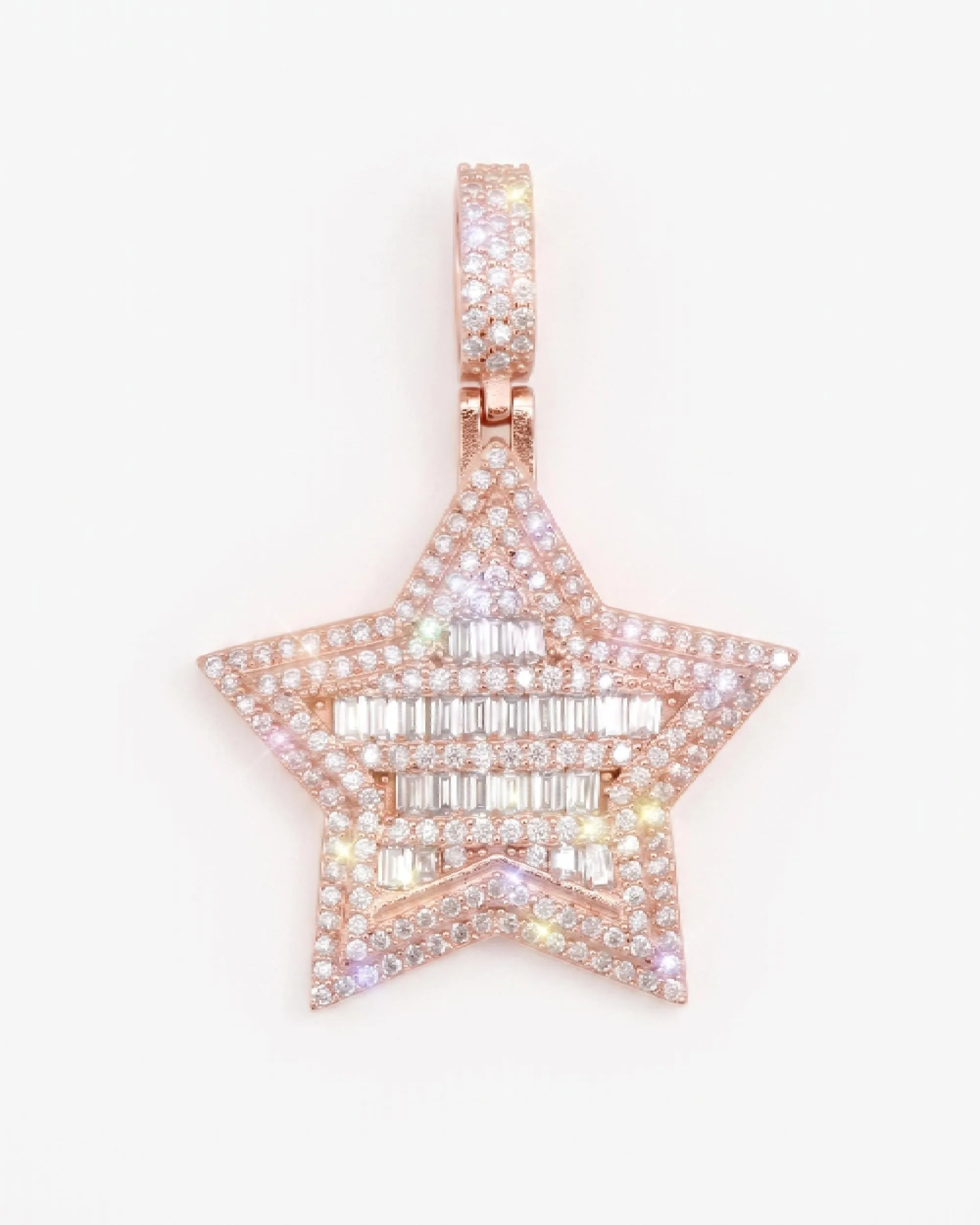 Moissanite Baguette Star Pendant 14K Gold (view 9 of 12)