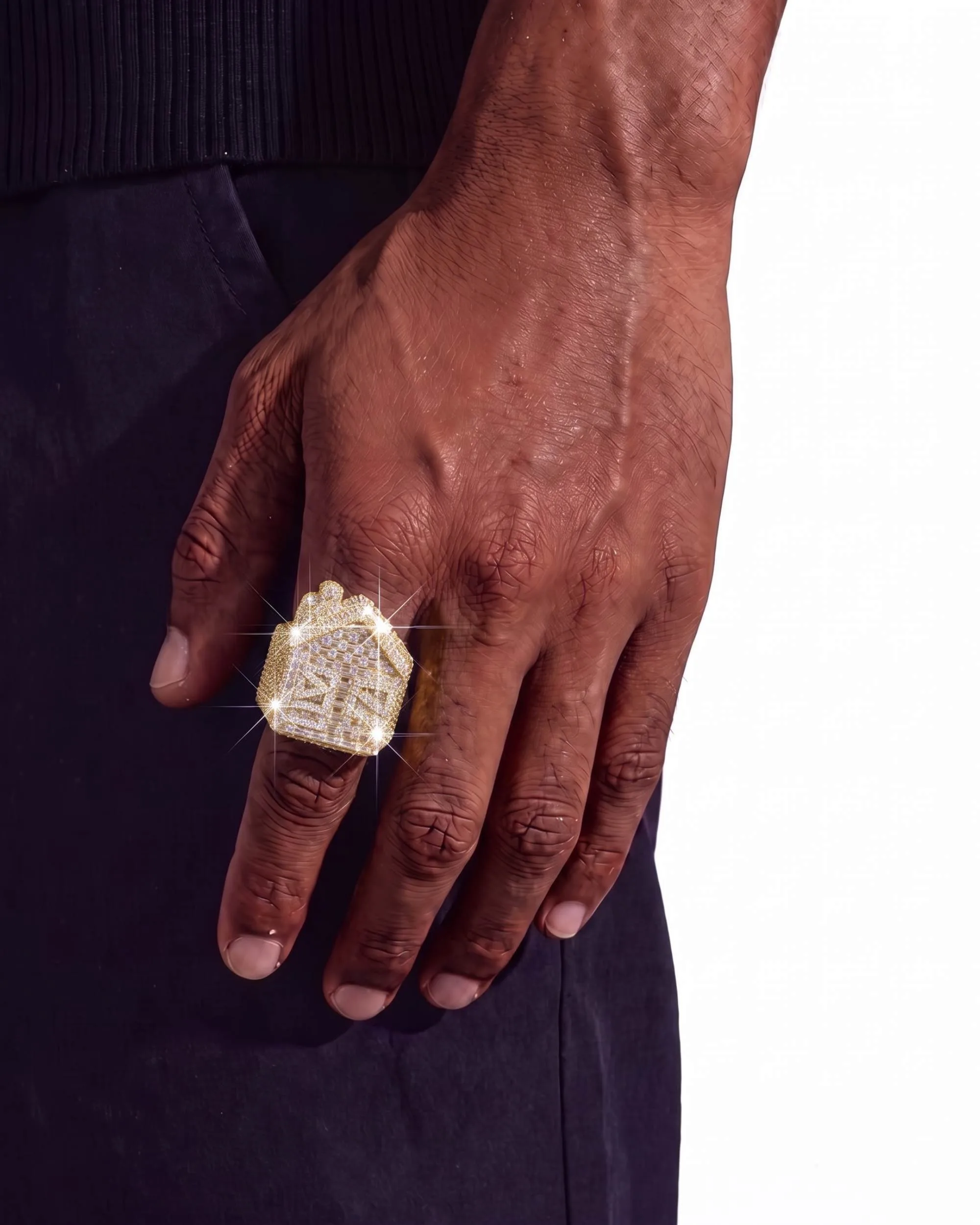Moissanite Trap House Ring 14K Gold (view 6 of 12)