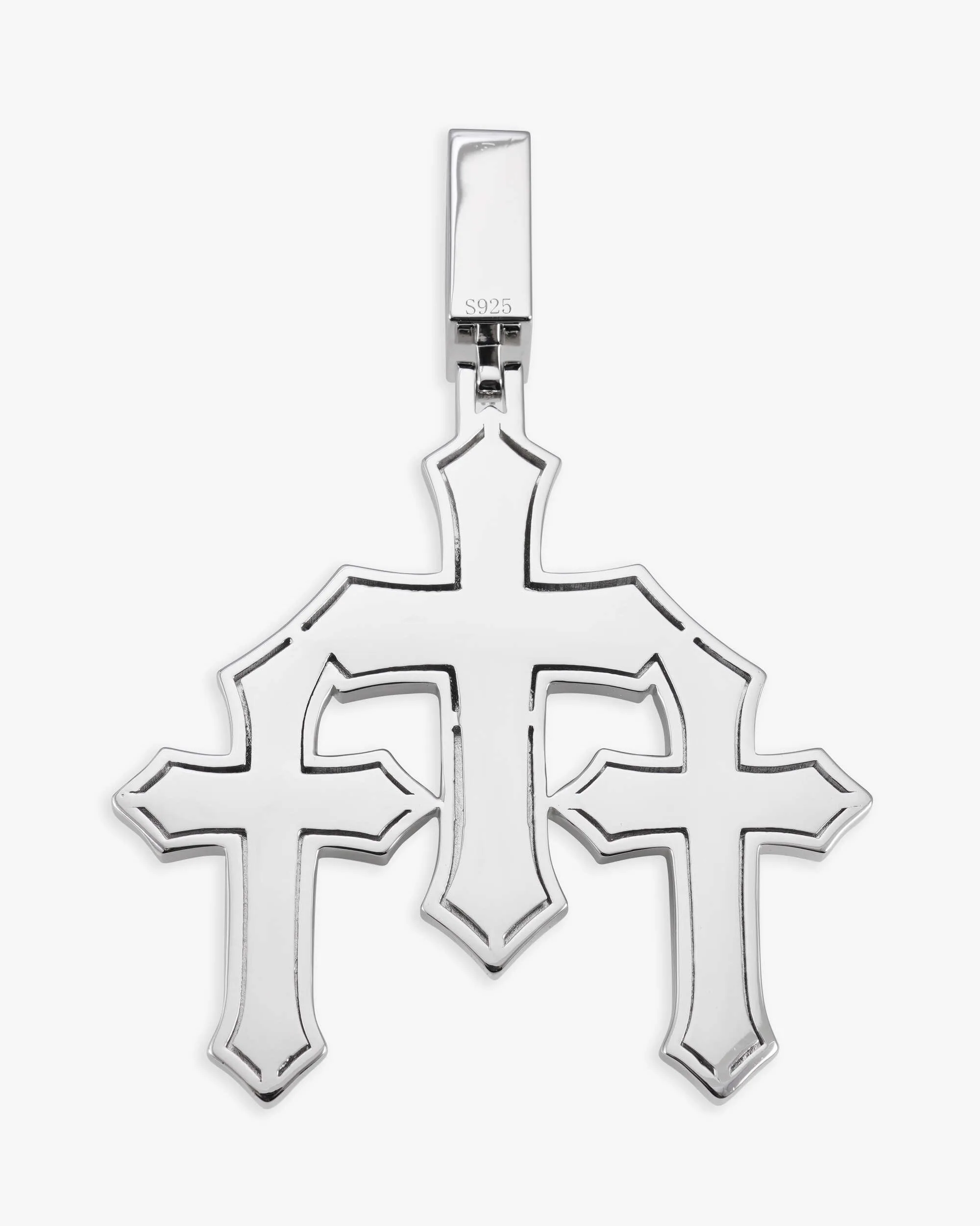 Moissanite Triple Cross Pendant 14K Gold (view 3 of 12)