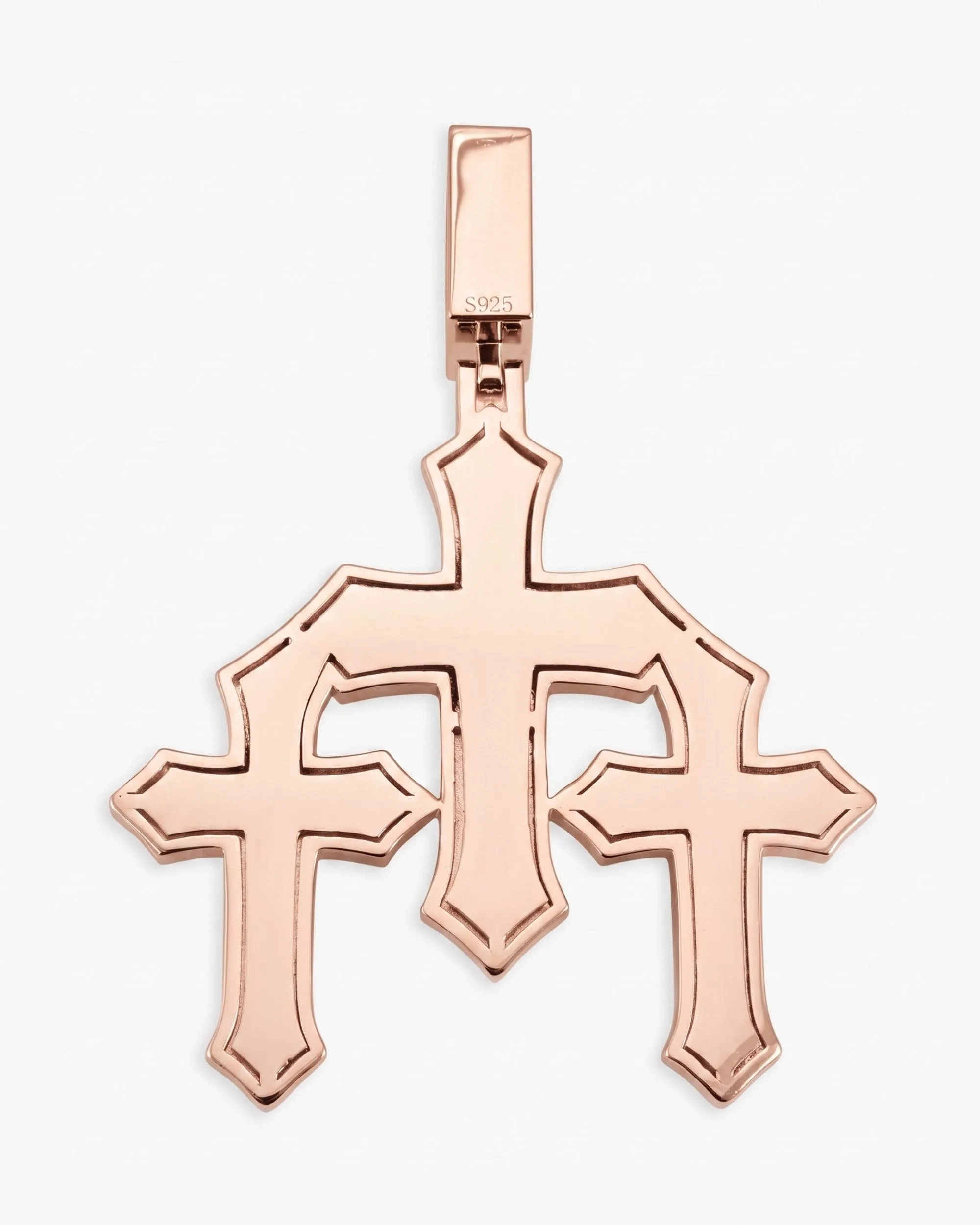 Moissanite Triple Cross Pendant 14K Gold (view 7 of 12)