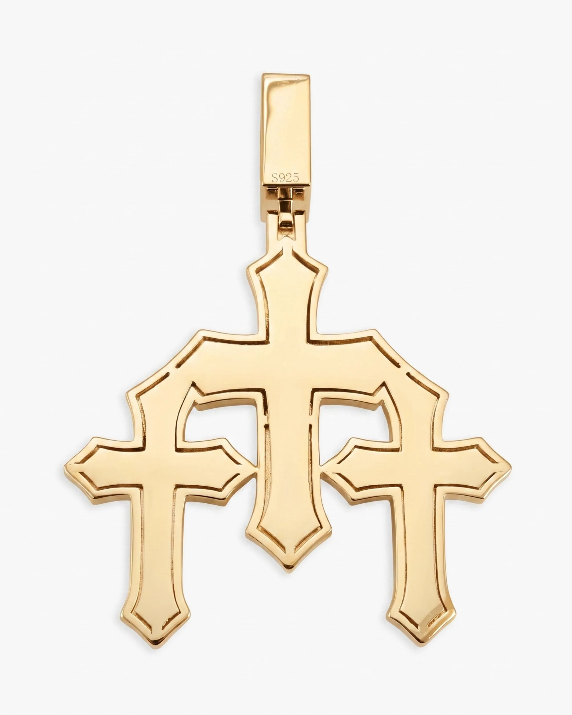 Moissanite Triple Cross Pendant 14K Gold (view 11 of 12)