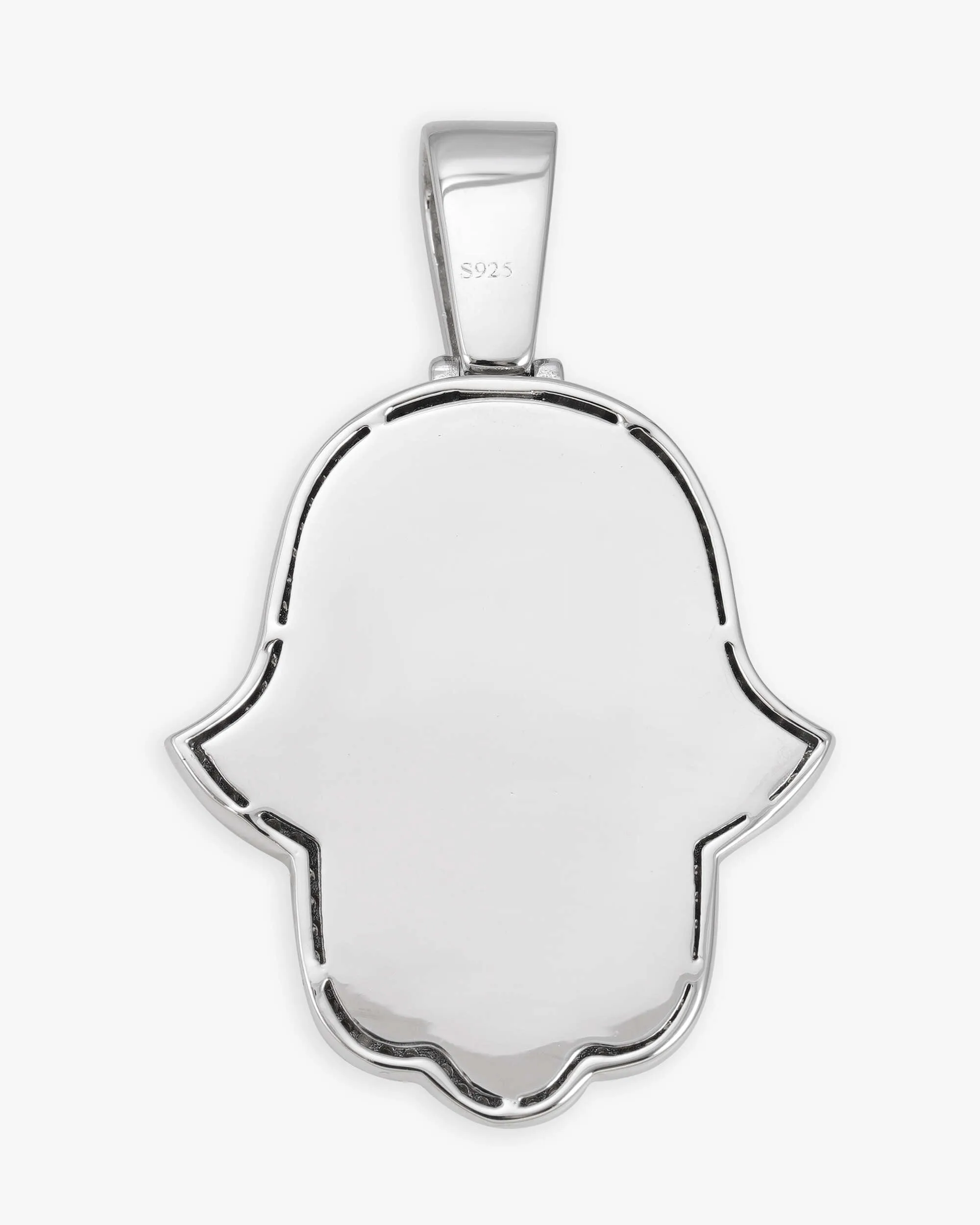 Moissanite Two Tone Hamsa Hand Pendant 14K Gold (view 7 of 17)