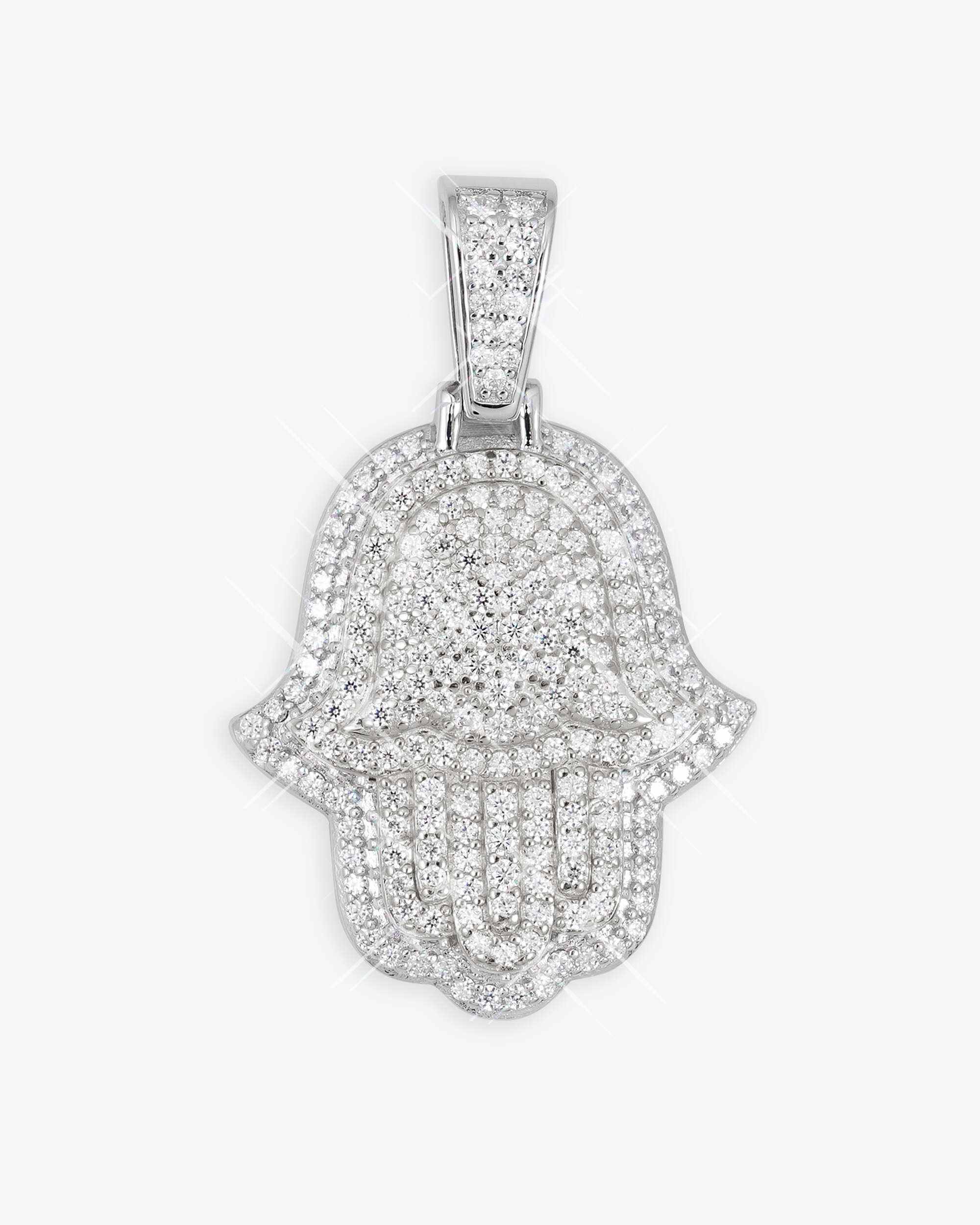 Moissanite Two Tone Hamsa Hand Pendant 14K Gold (view 9 of 17)