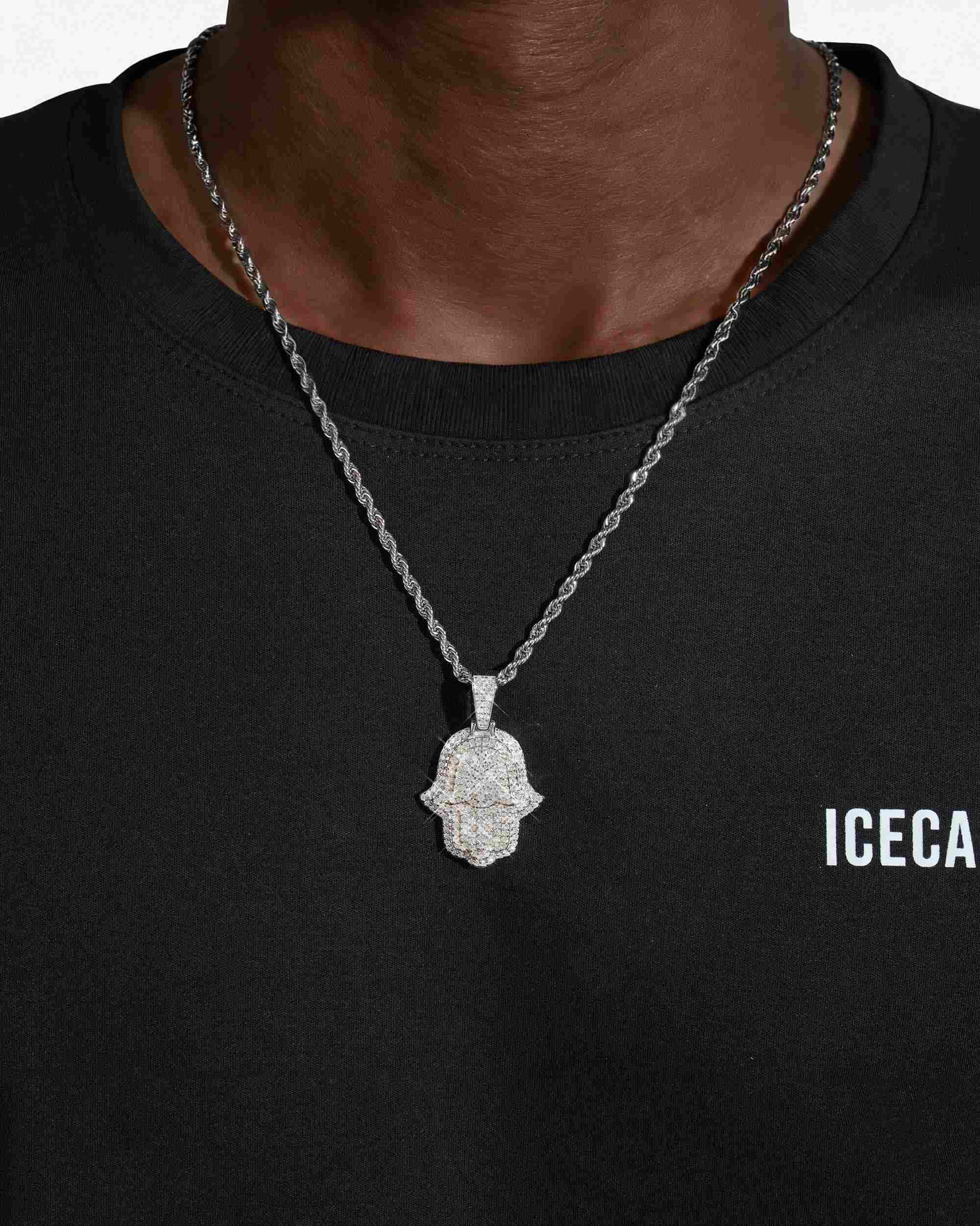 Moissanite Two Tone Hamsa Hand Pendant 14K Gold (view 10 of 17)